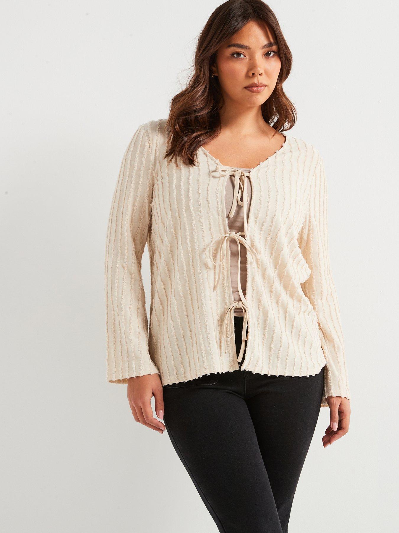 v-by-very-curve-tie-front-textured-cardigan