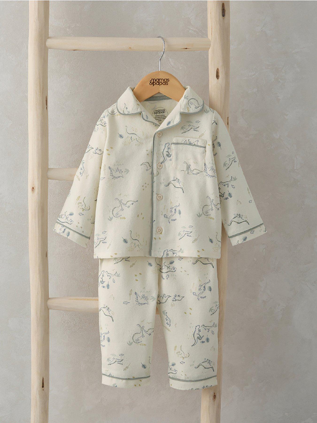 mamas-papas-baby-boys-dinosaur-woven-pyjamas-creamstillFront