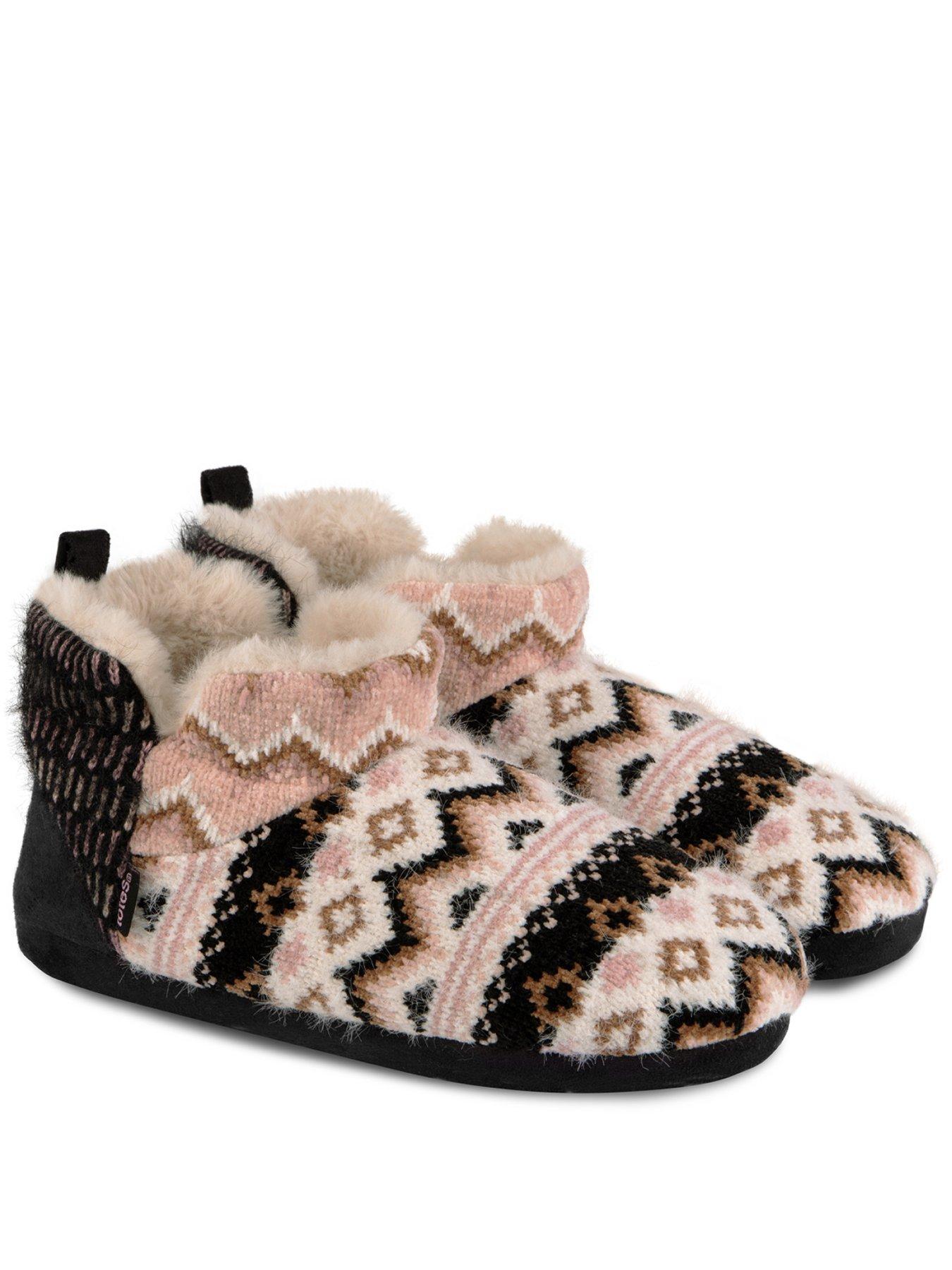 totes-totes-patchwork-fairisle-short-boot-slippers-multi