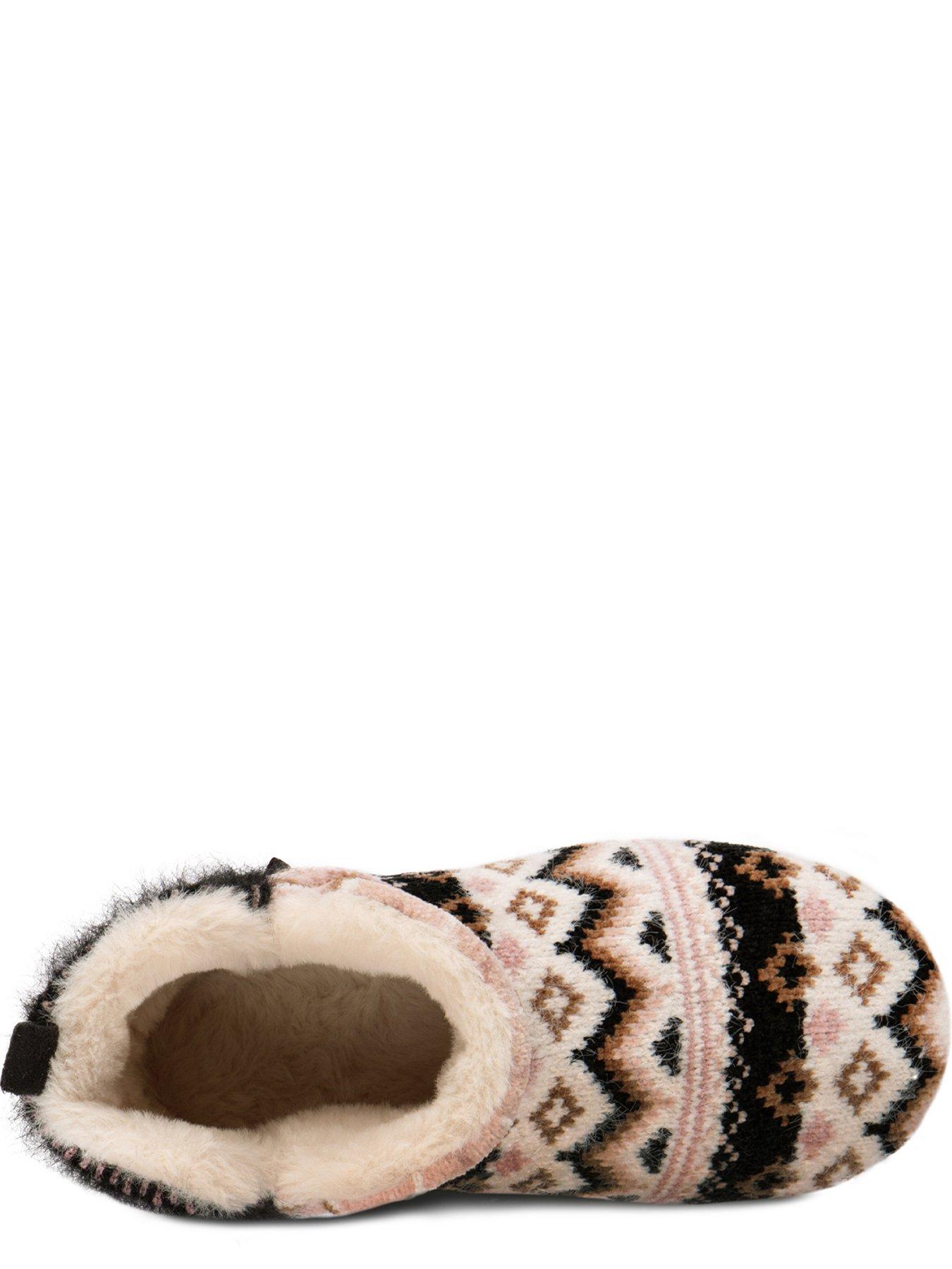 totes-totes-patchwork-fairisle-short-boot-slippers-multioutfit