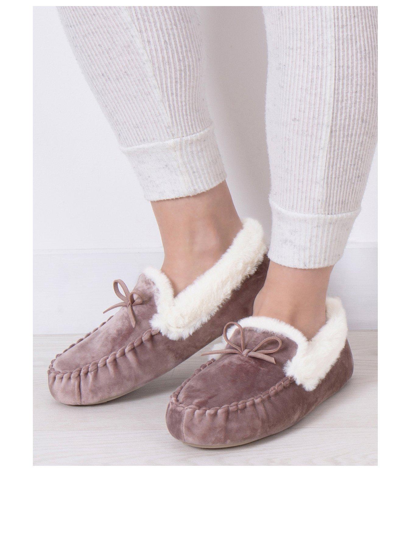 Image 2 of 6 of TOTES Totes Velour Moccasin Slippers - Mink