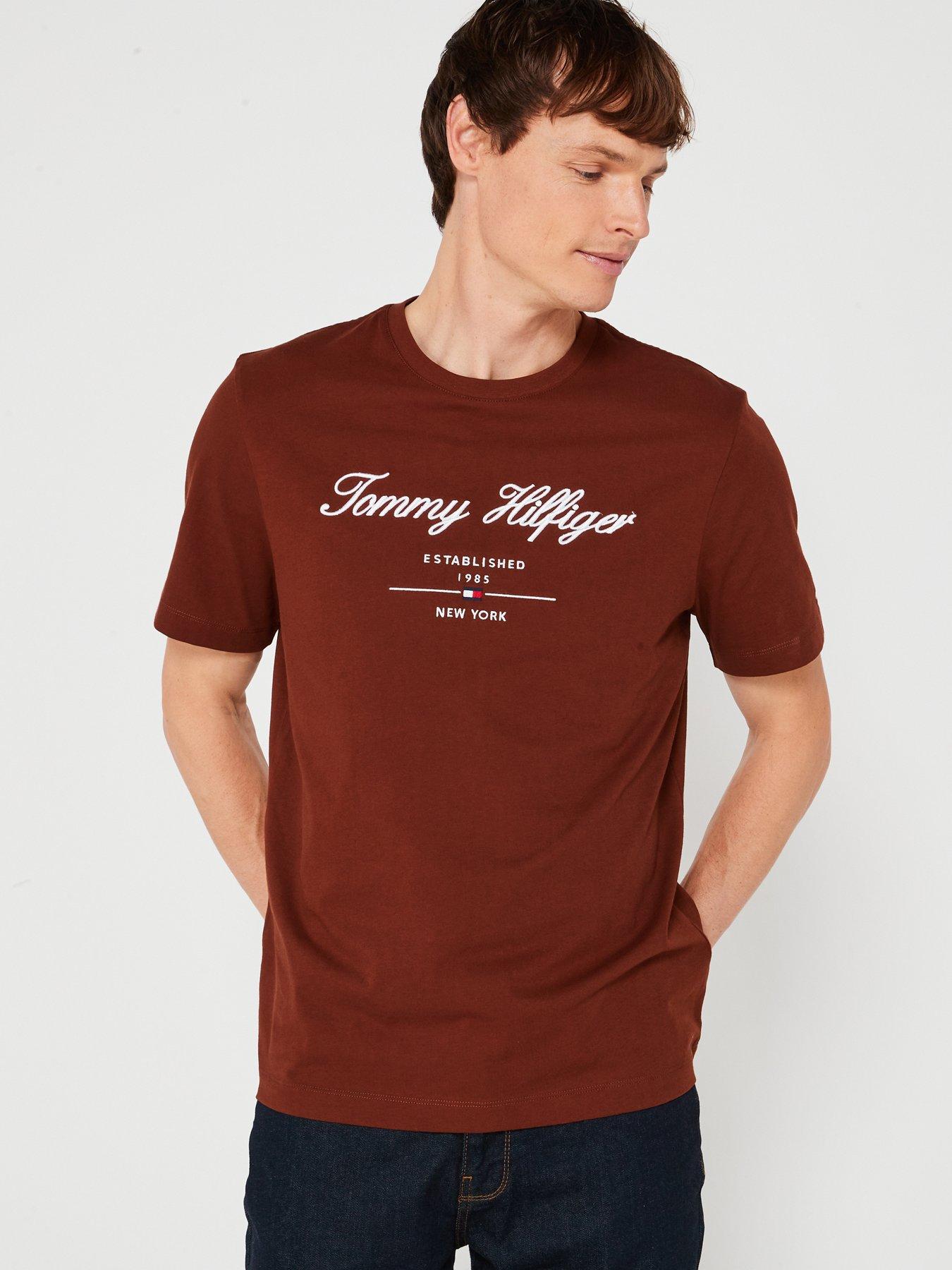 tommy-hilfiger-regular-fit-embroided-script-logo-t-shirt-brown