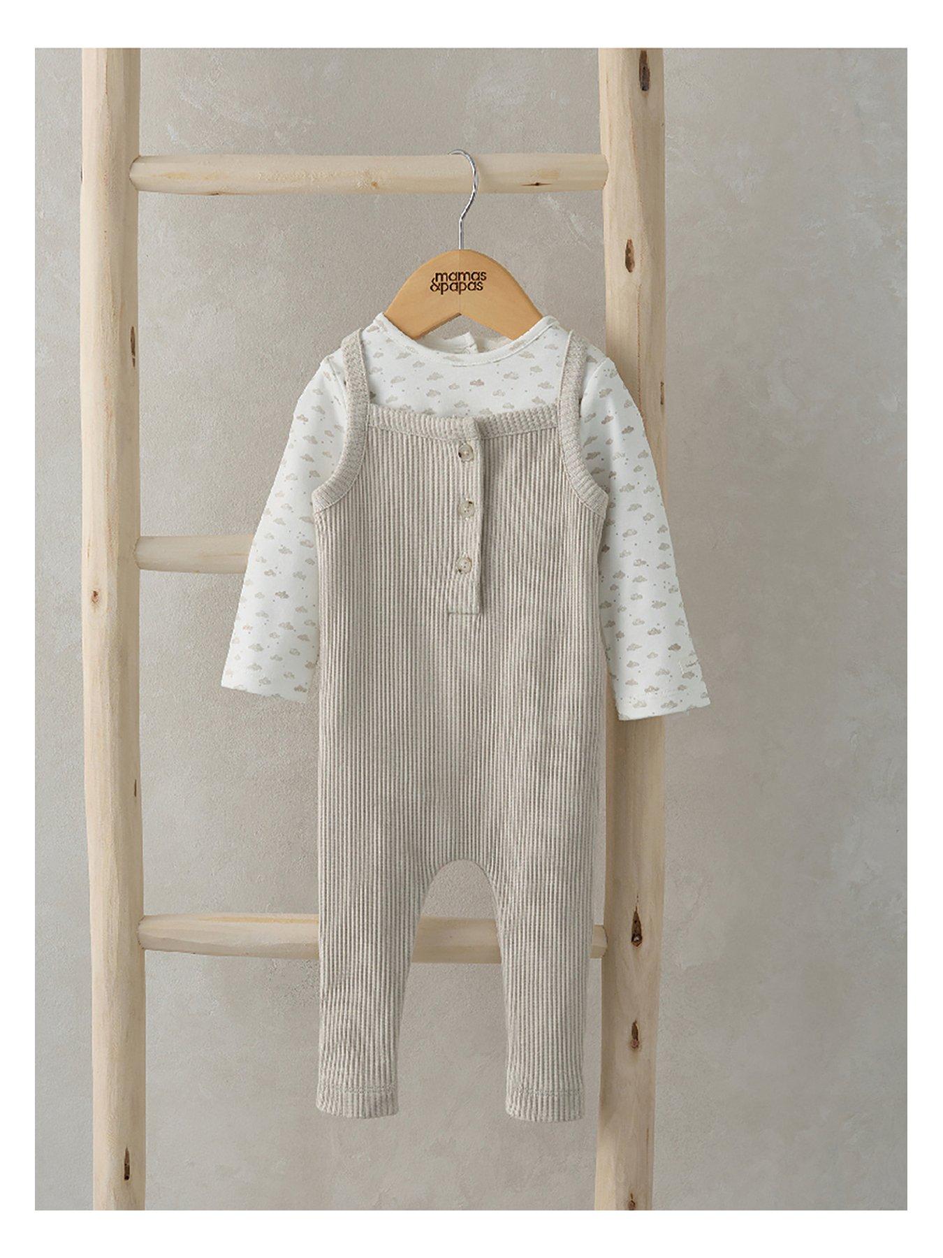 mamas-papas-baby-unisex-2-piece-ribbed-dungaree-set-multi