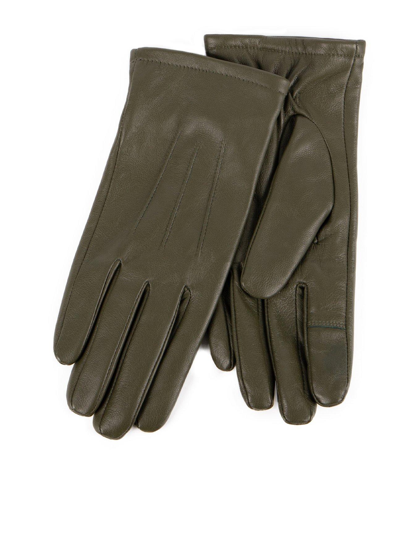 totes-totes-isotoner-3-point-st-leather-gloves-khaki