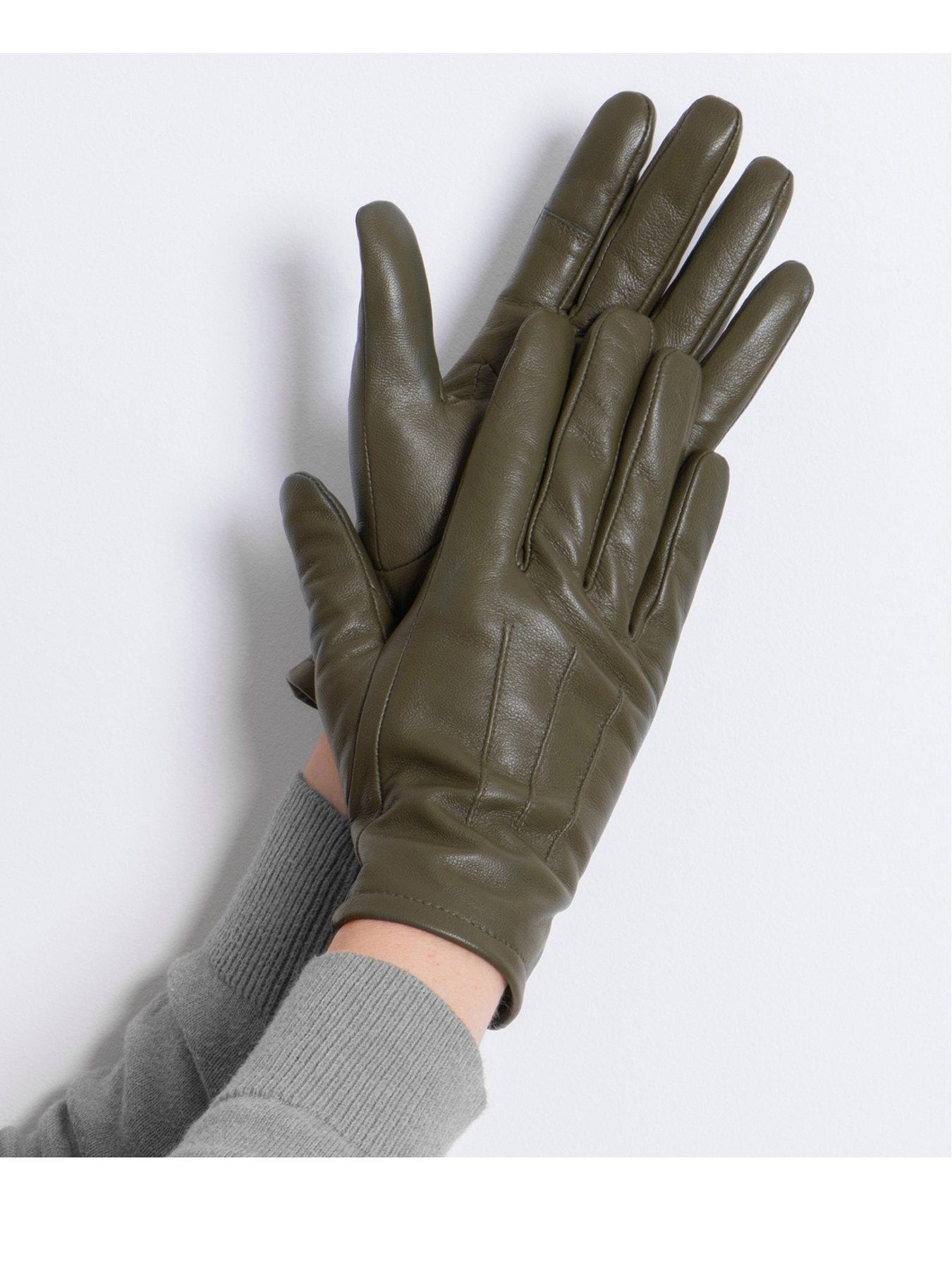 totes-totes-isotoner-3-point-st-leather-gloves-khakistillFront