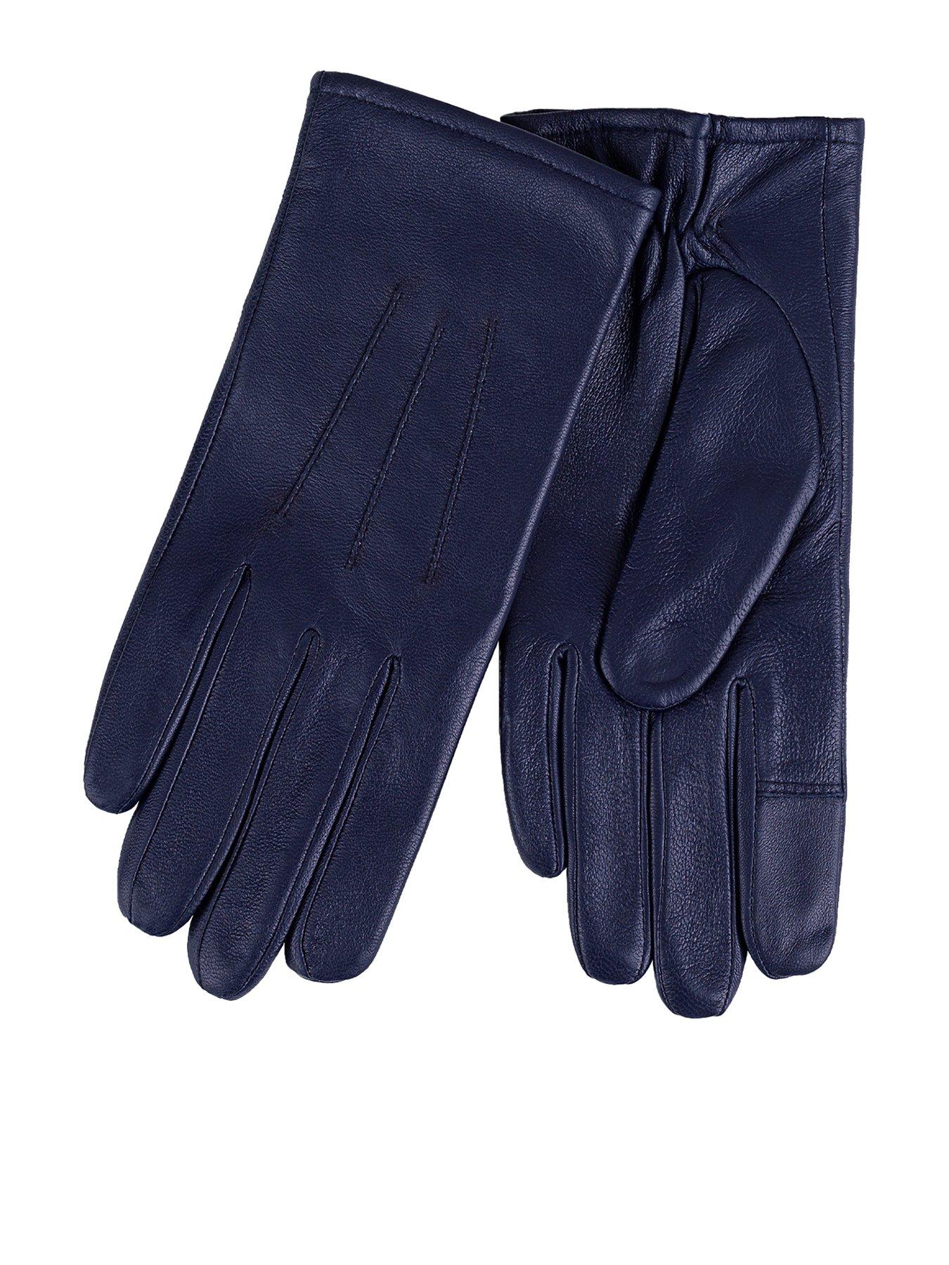 Image of TOTES Totes Isotoner 3 Point ST Leather Gloves - Navy
