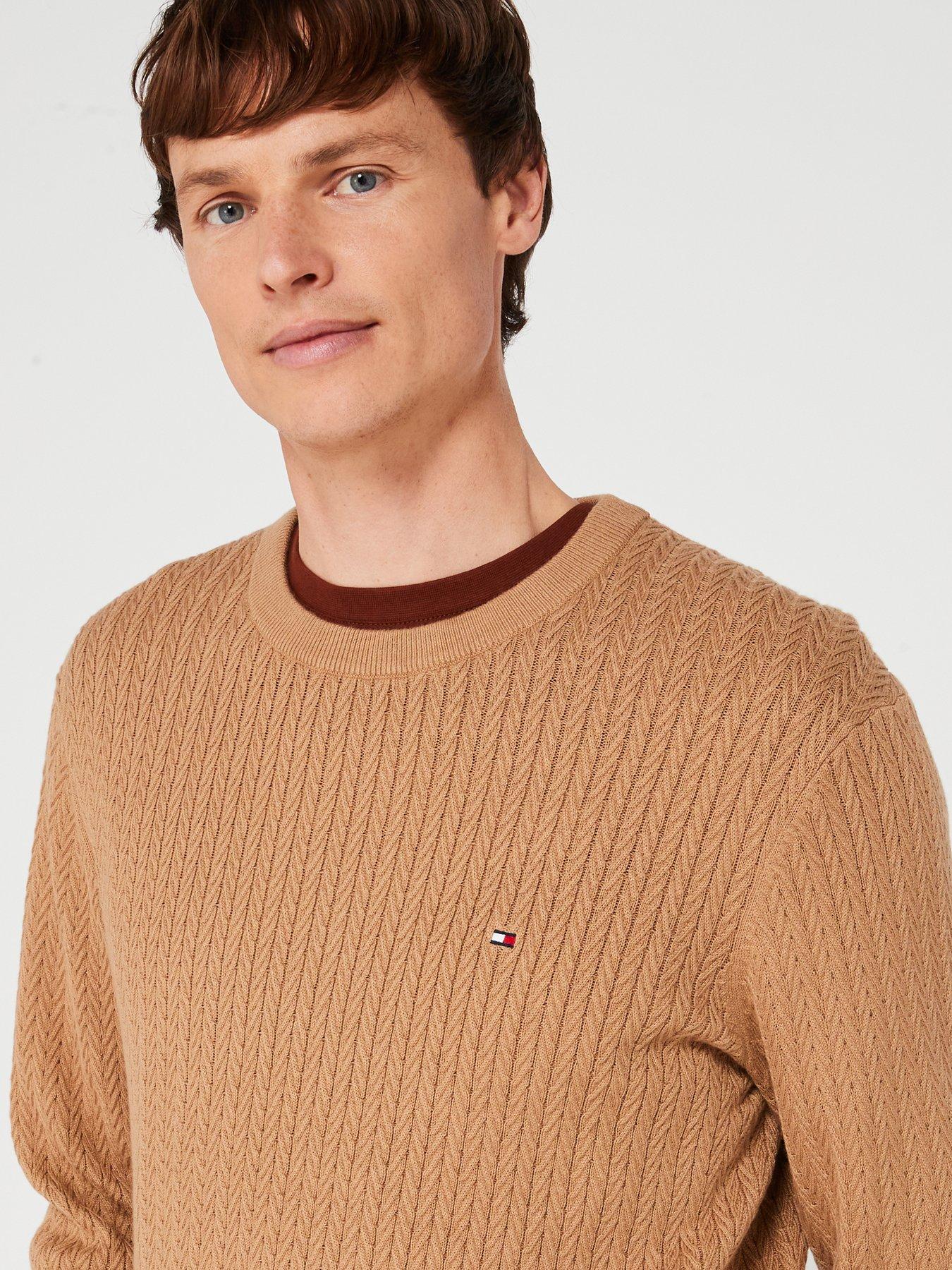 tommy-hilfiger-tommy-hilfiger-herringbone-structure-crew-neck-knitted-jumper-light-browndetail