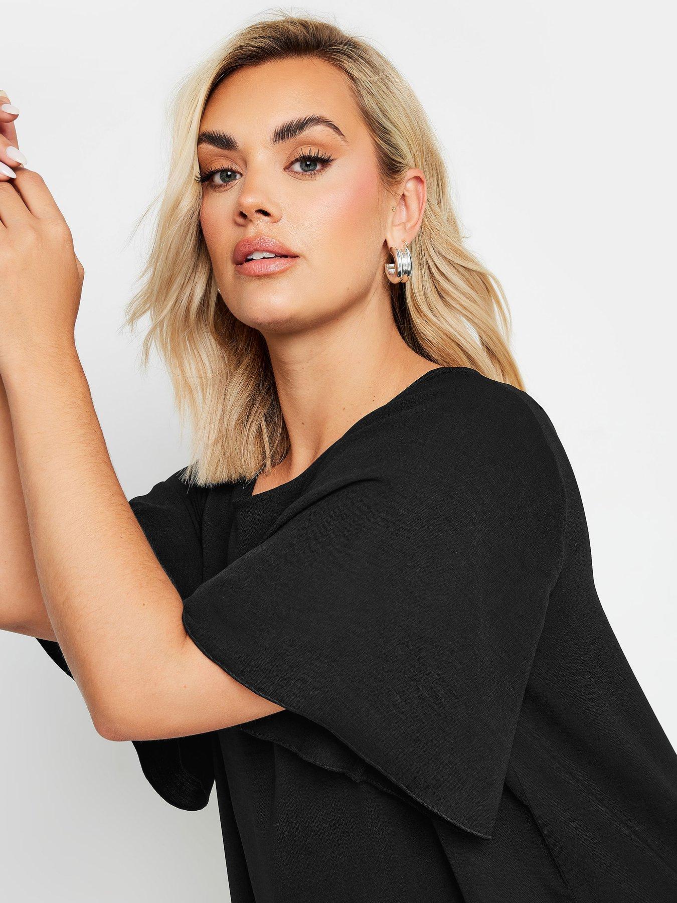 yours-curve-chain-back-short-sleeve-blouse-blackoutfit