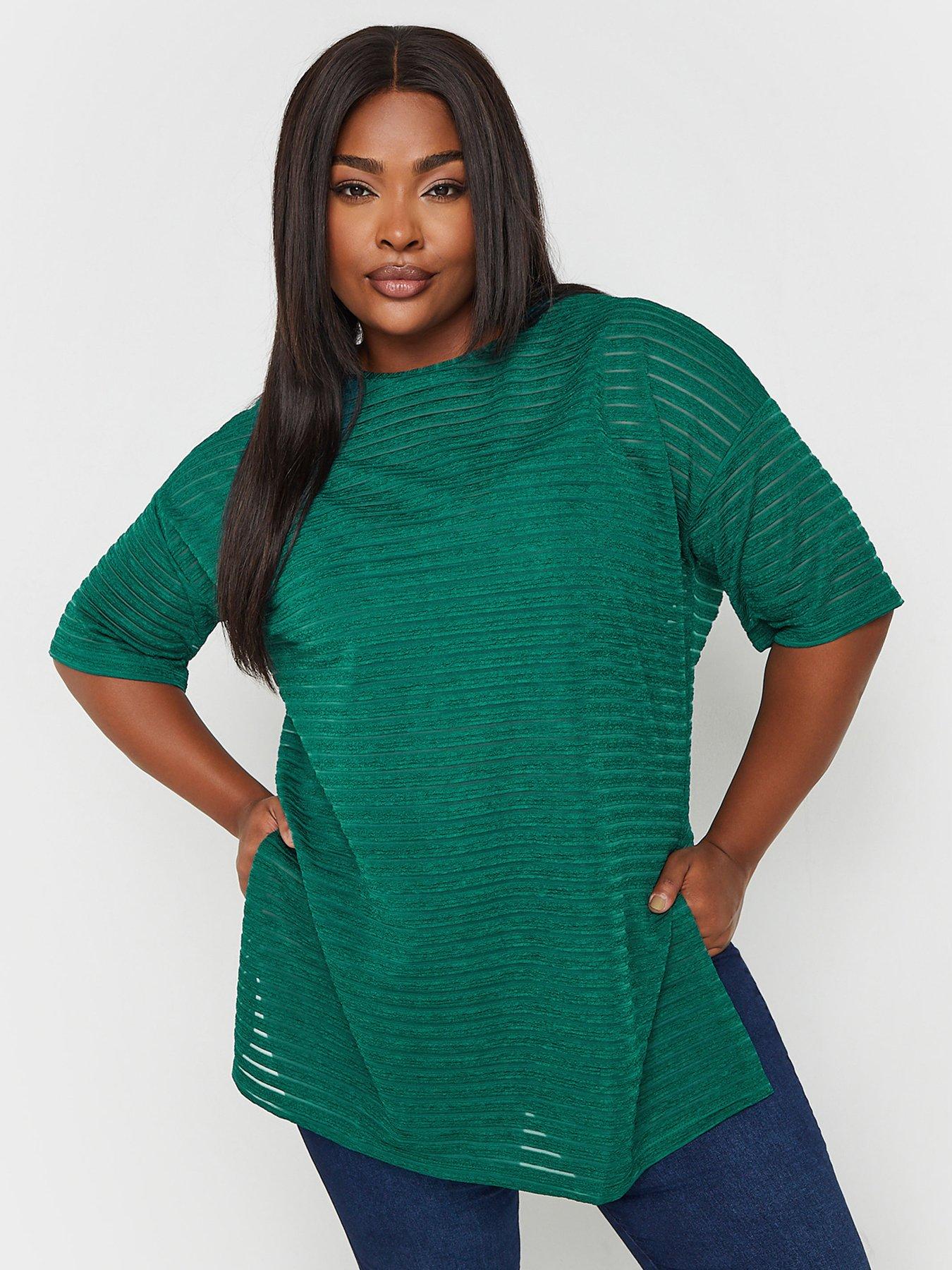 Yours Curve Structured T-shirt - Green