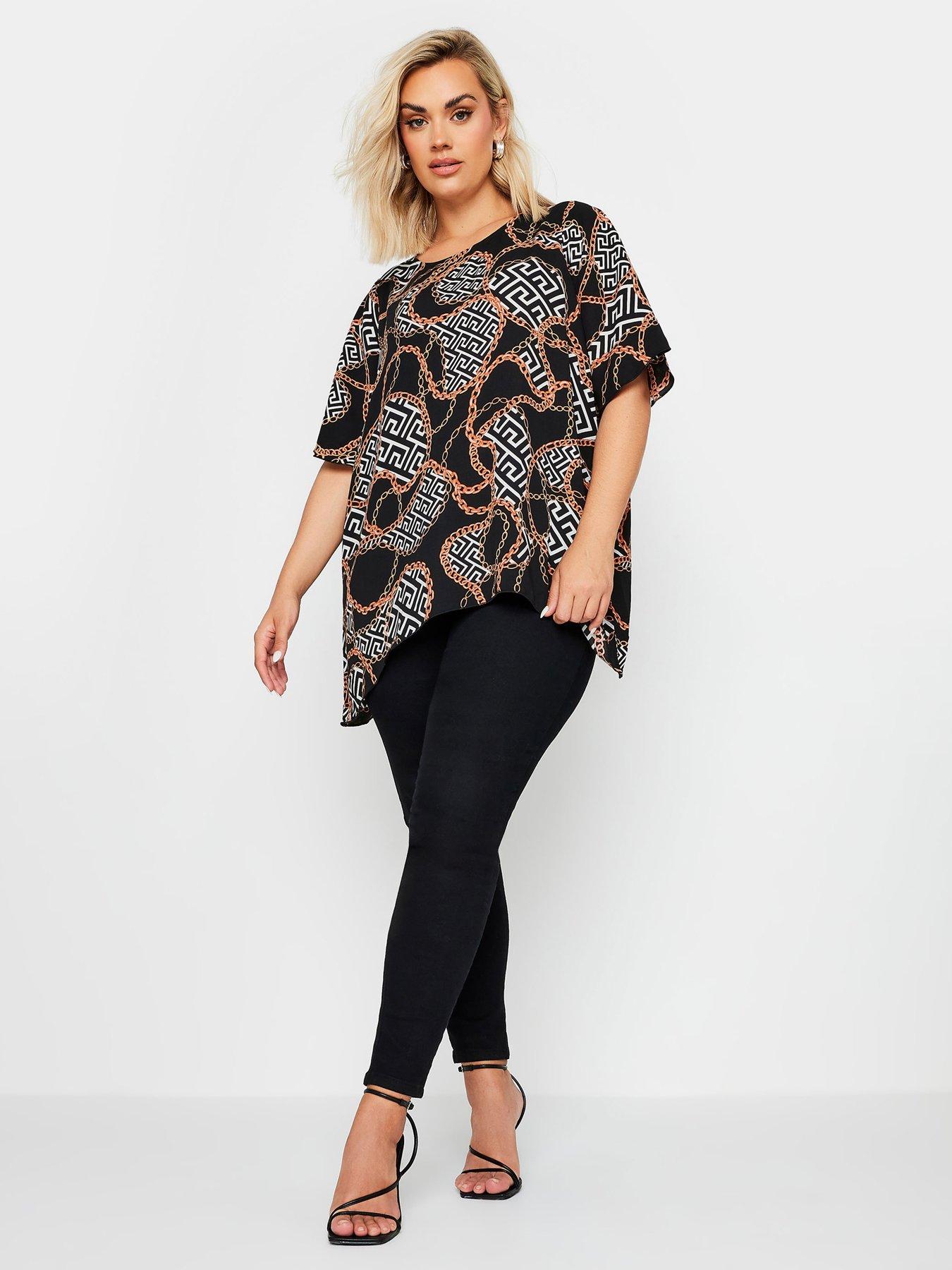 yours-curve-chain-back-short-sleeve-blouse-blackback