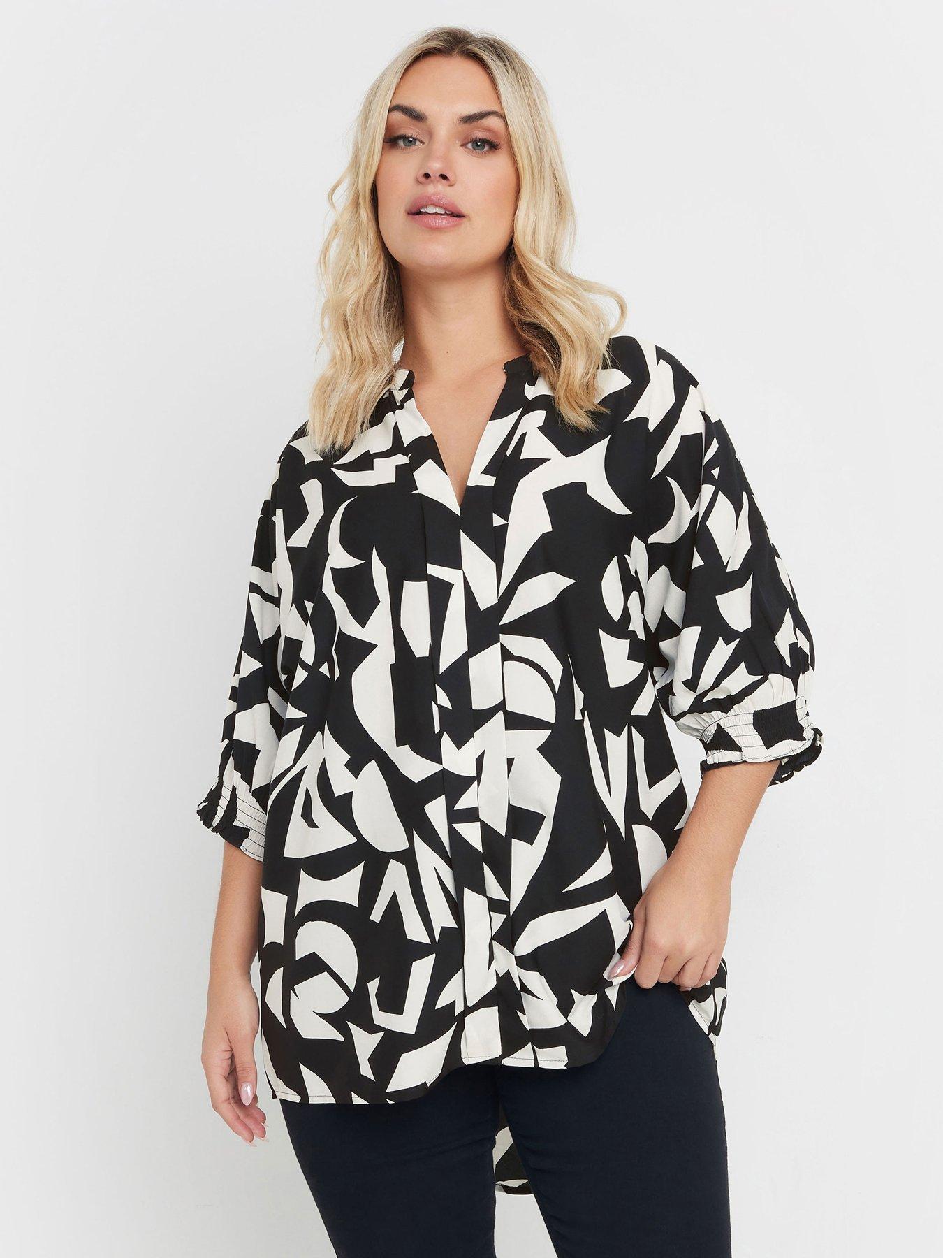 Image 1 of 4 of Yours Curve Centre Front Detail Shirt - Black