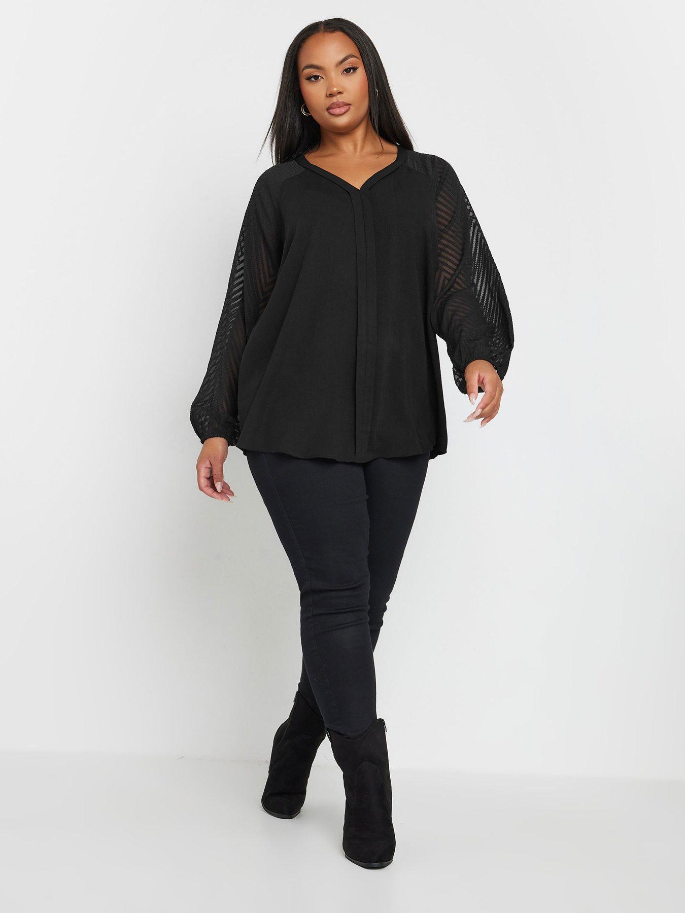 yours-curve-burnout-sleeve-blouse-blackback