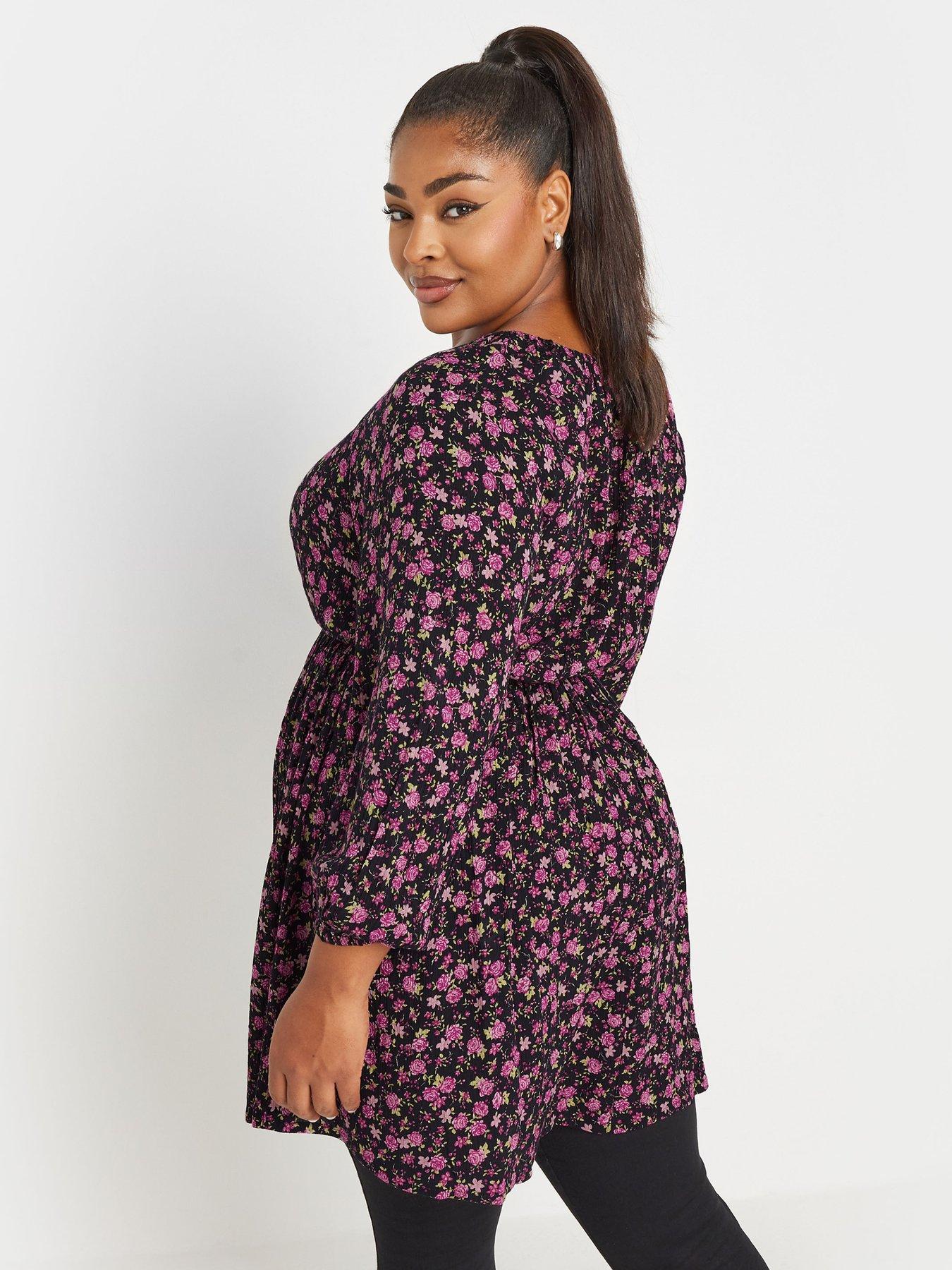 Image 2 of 4 of Yours Curve Crinkle Gypsy Tunic Floral