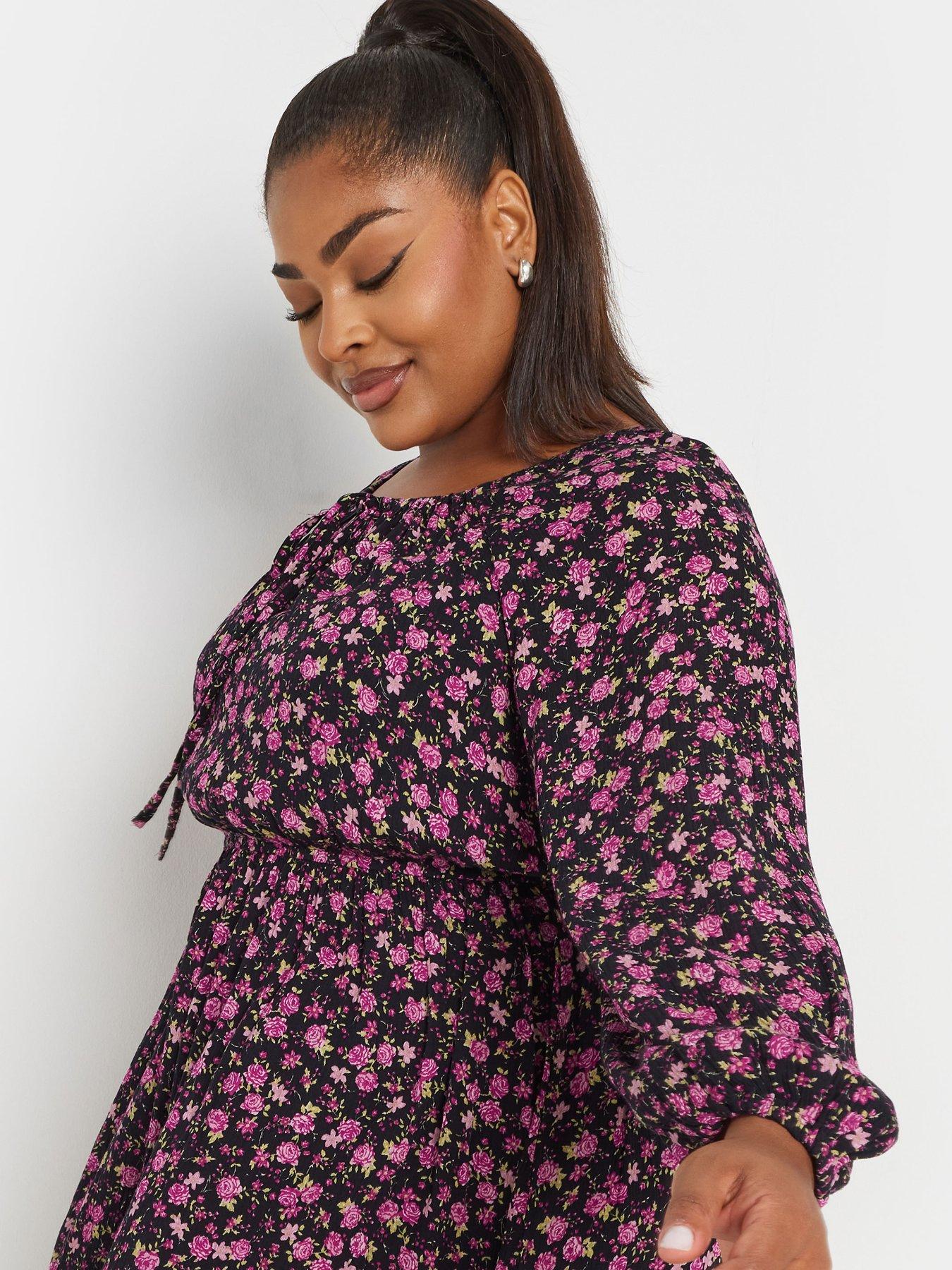 Image 4 of 4 of Yours Curve Crinkle Gypsy Tunic Floral