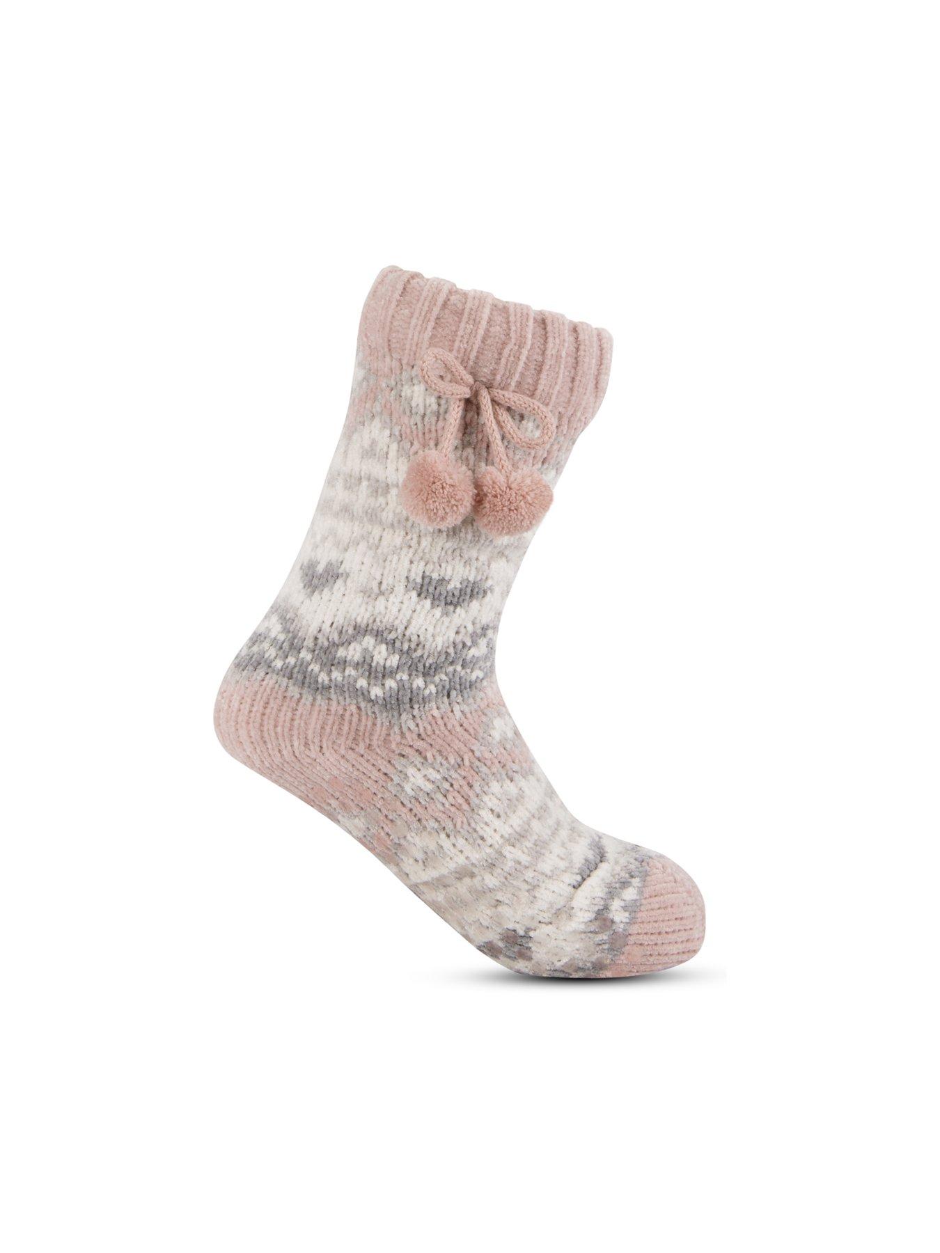 totes-totes-fairisle-chenille-slipper-socks-pinkback