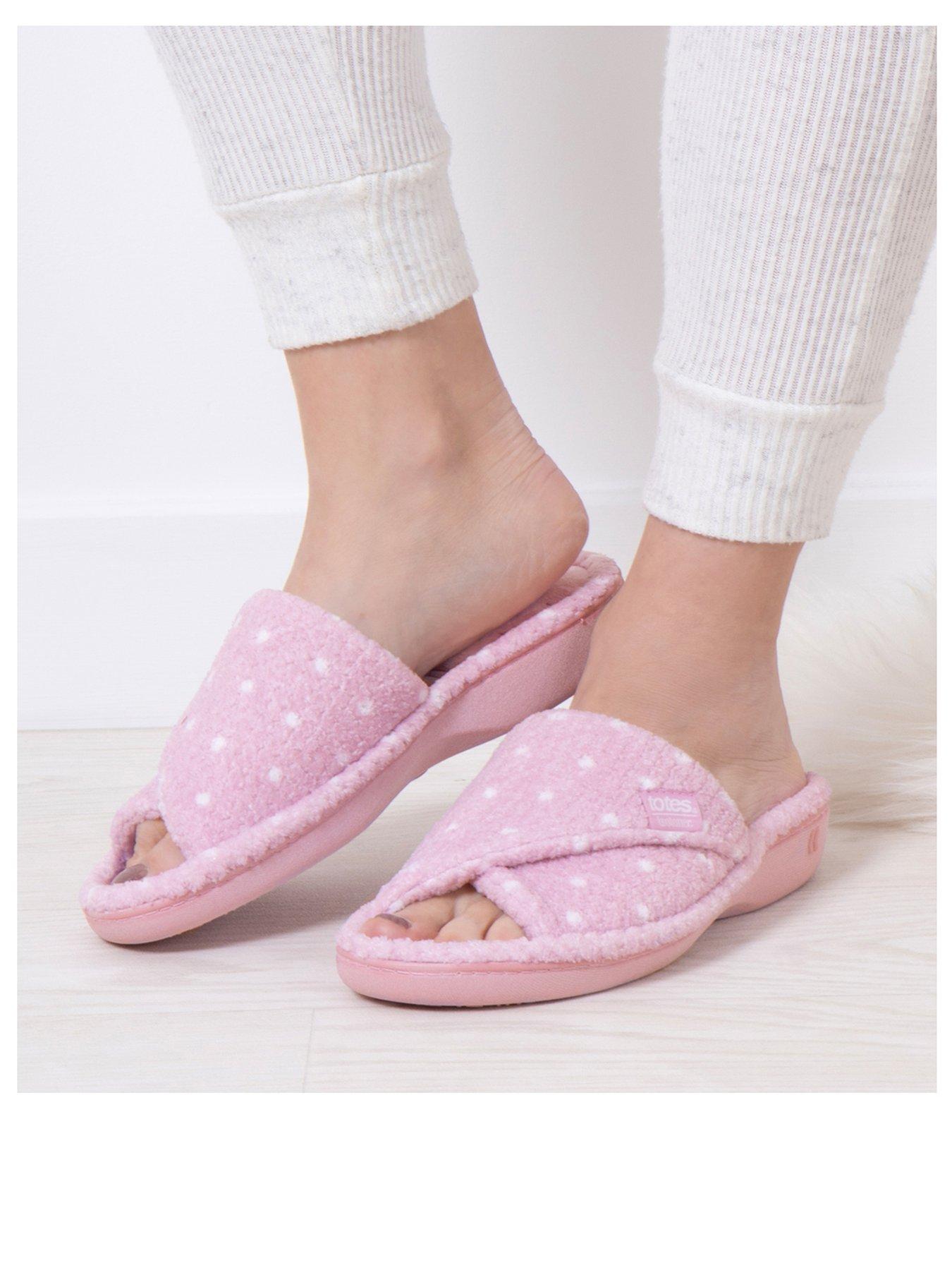 Image 2 of 5 of TOTES Totes Isotoner Popcorn Turnover Open Toe Slider Slippers - Pink Spot