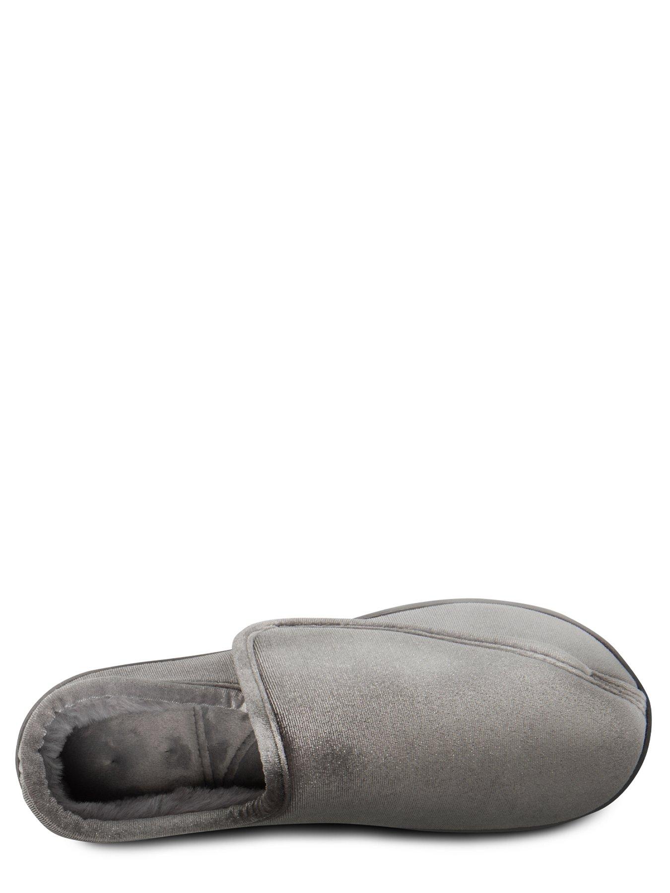 Image 3 of 5 of TOTES Totes Isotoner Sparkle Velour Slippers with Velcro Tab - Grey