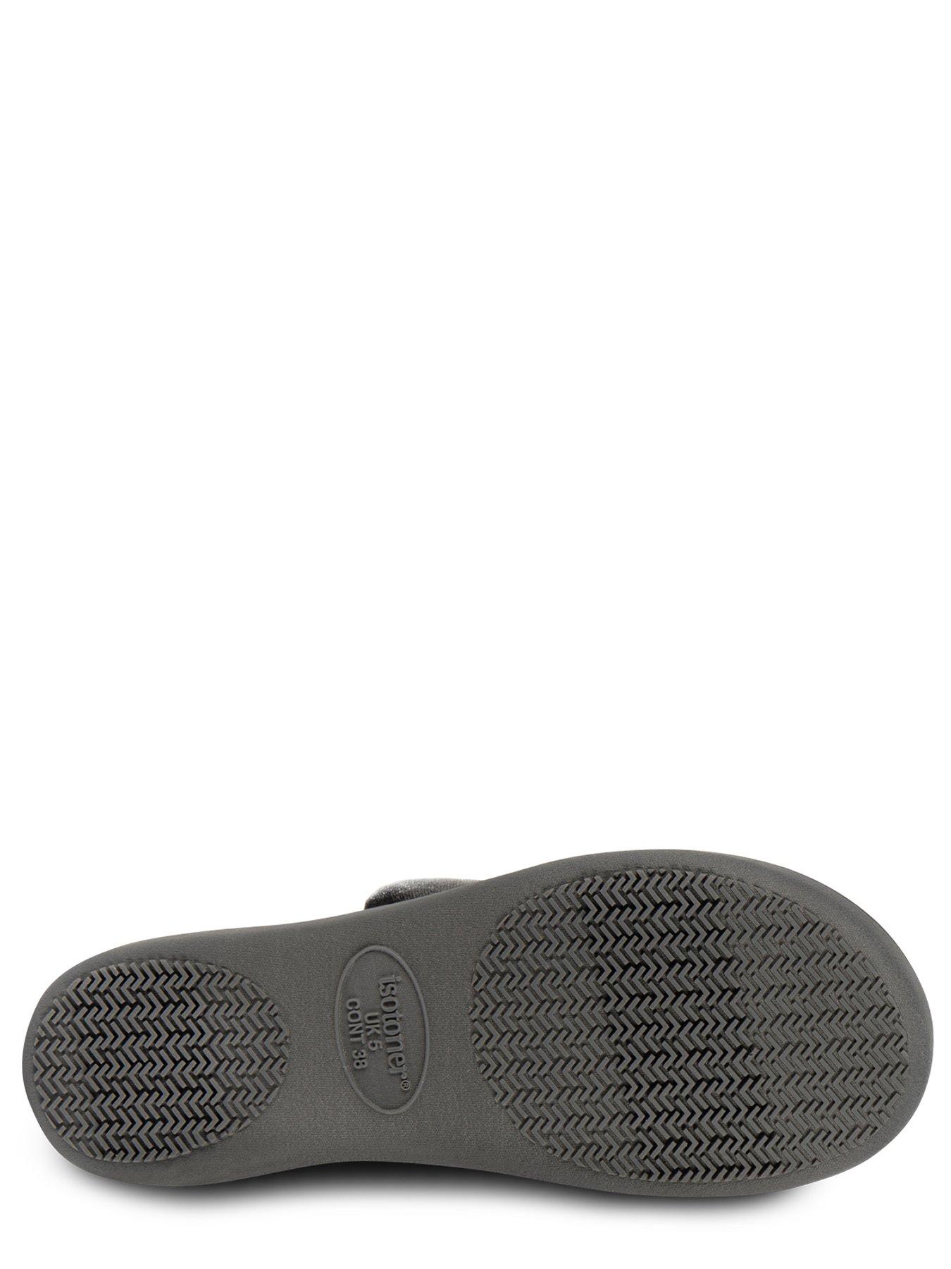Image 4 of 5 of TOTES Totes Isotoner Sparkle Velour Slippers with Velcro Tab - Grey