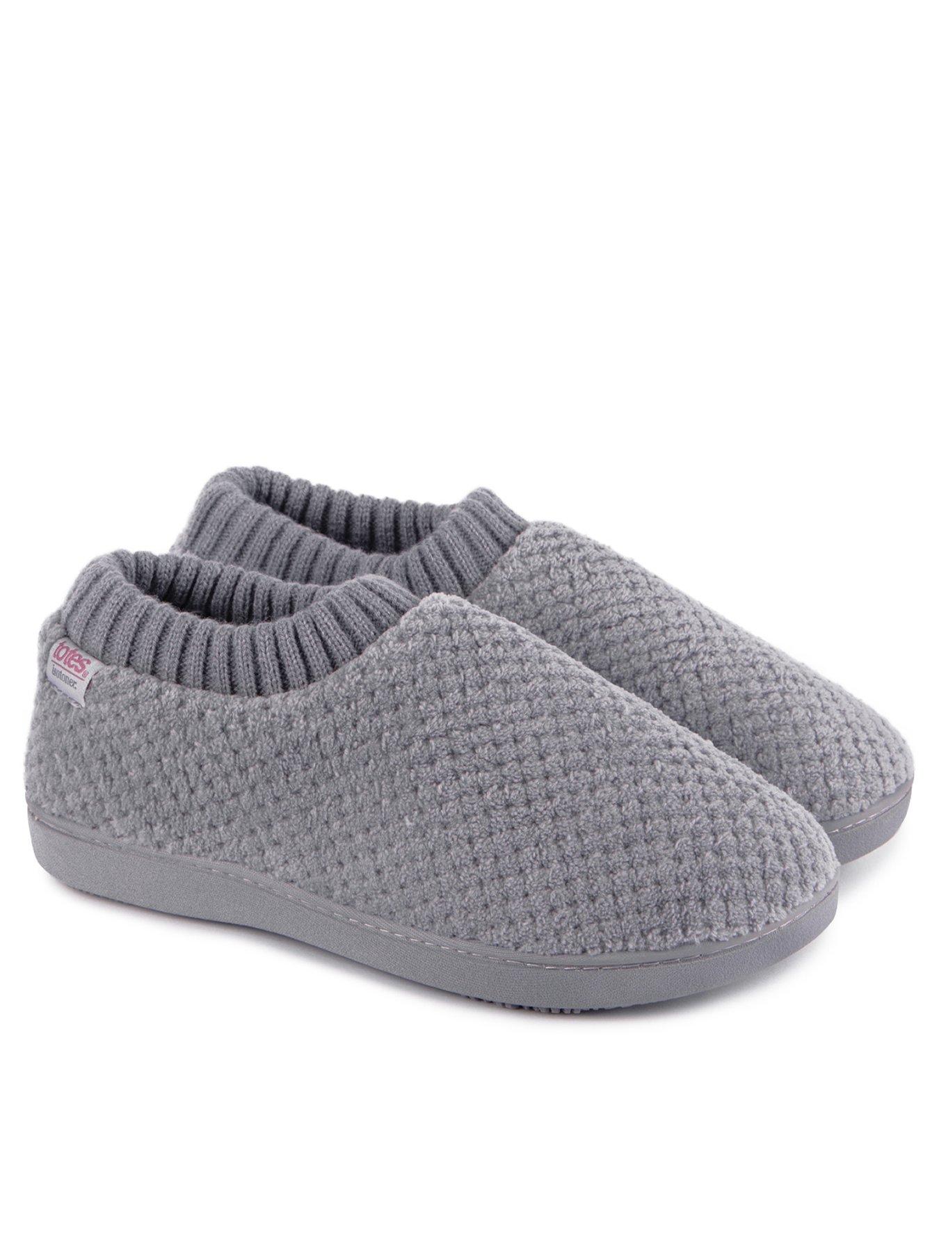 Image of TOTES Totes Isotoner Popcorn Full Back Bootie Slippers - Grey