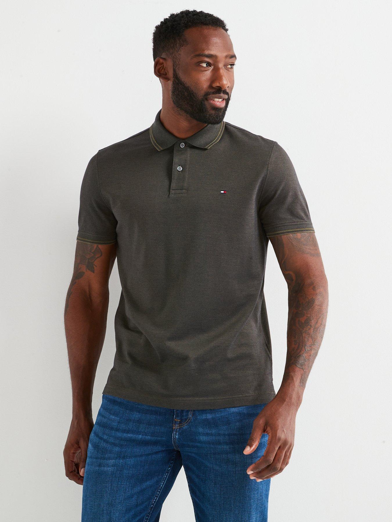 undefined Regular Fit Two Tone Oxford Polo Shirt - Khaki Green