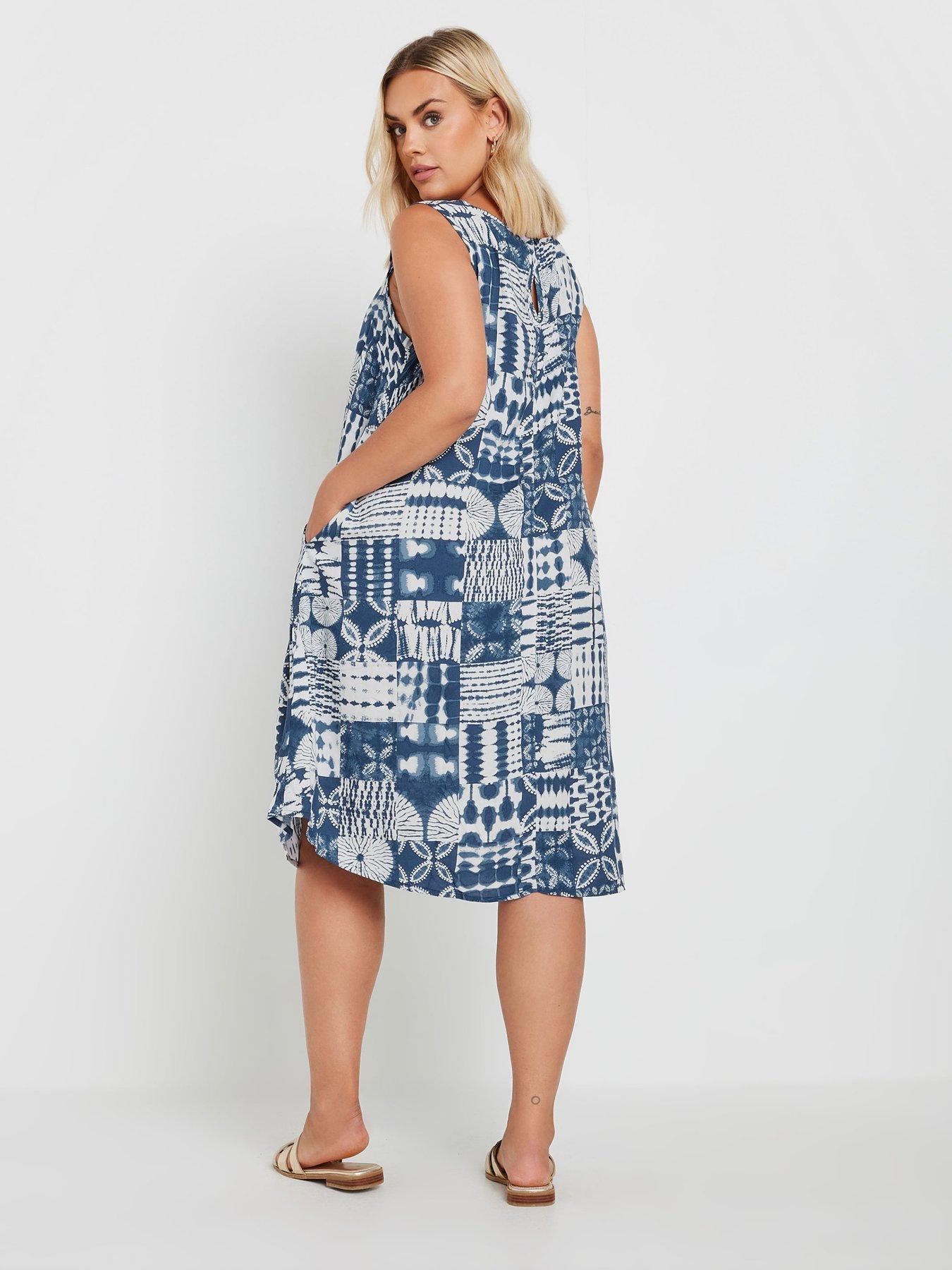 yours-curve-swing-pocket-dress-bluestillFront