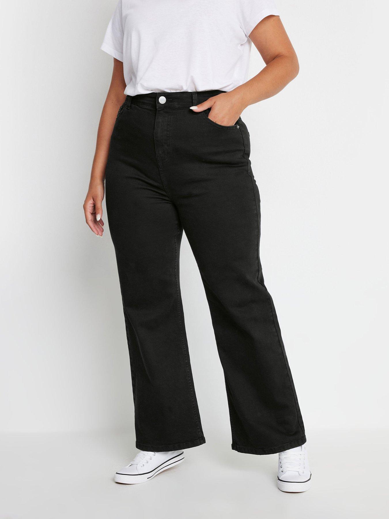Image of Yours Curve Wide Leg Jeans - Black