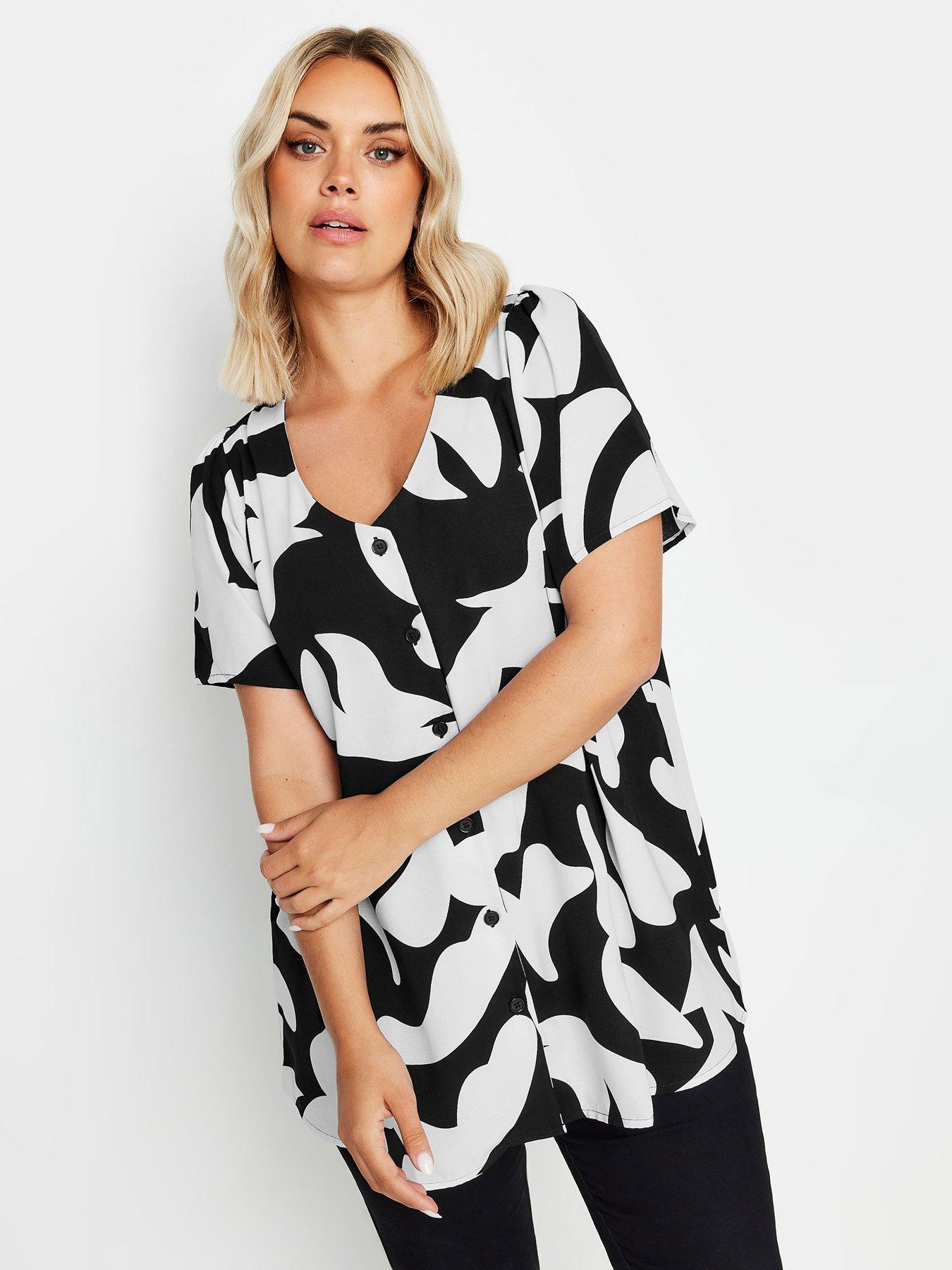Image 1 of 4 of Yours Curve Airflow Button Blouse - Black