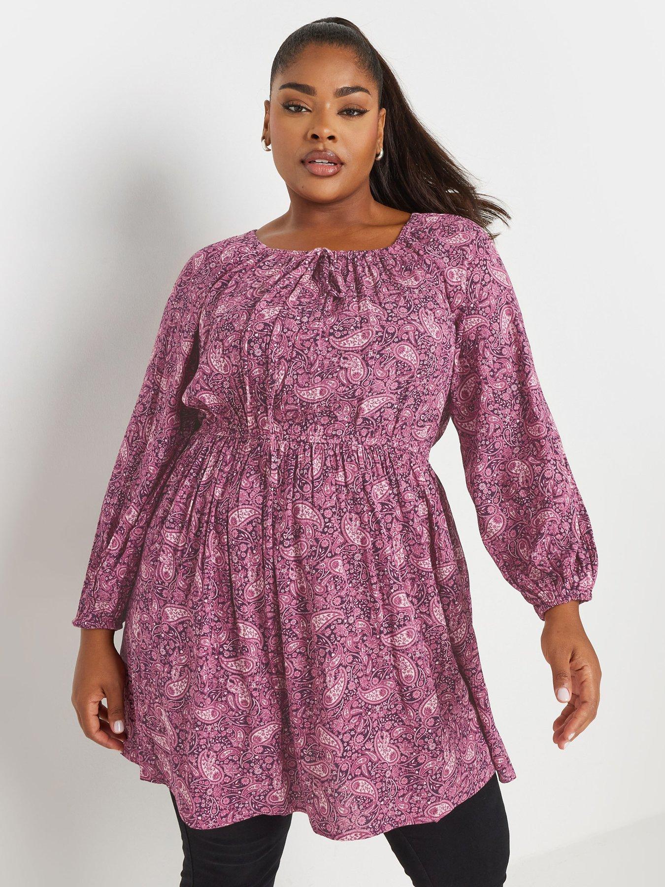 Image of Yours Curve Crinkle Gypsy Tunic - Pink