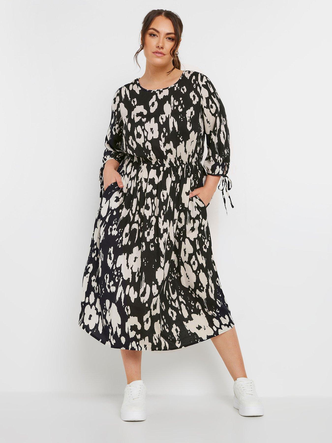 Image 1 of 4 of Yours 3/4 Tie Sleeve Midaxi Dress - Multi