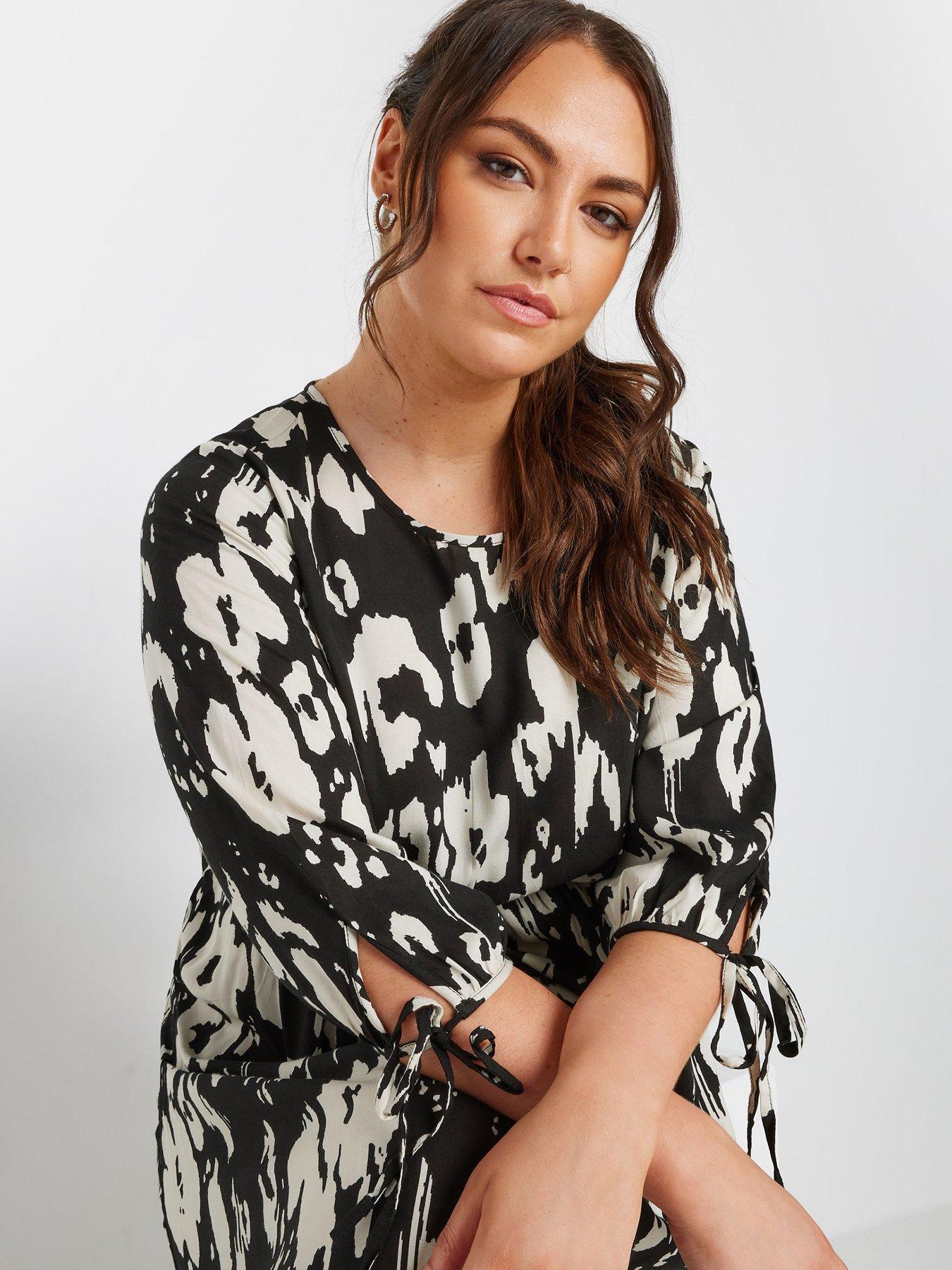 Image 4 of 4 of Yours 3/4 Tie Sleeve Midaxi Dress - Multi
