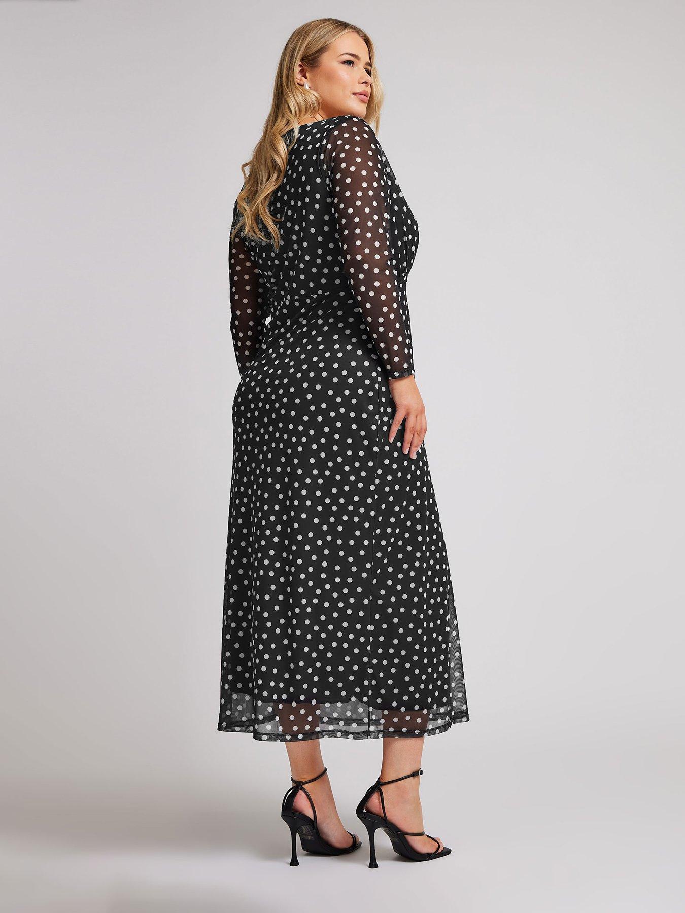 yours-curve-polkadot-mesh-dress-blackstillFront