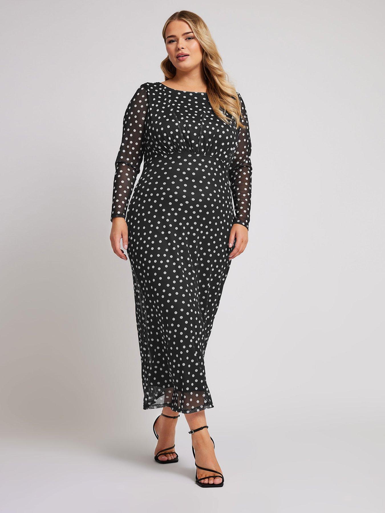 yours-curve-polkadot-mesh-dress-blackback