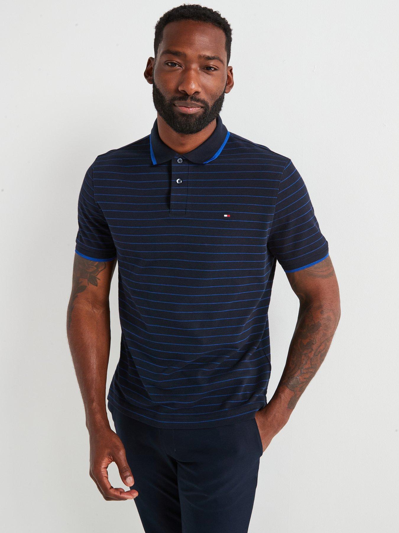 tommy-hilfiger-regular-fit-oxford-stripe-polo-shirt-navy