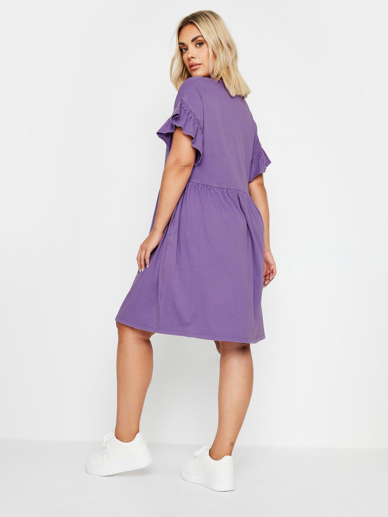 yours-curve-frill-acid-wash-dress-purplestillFront