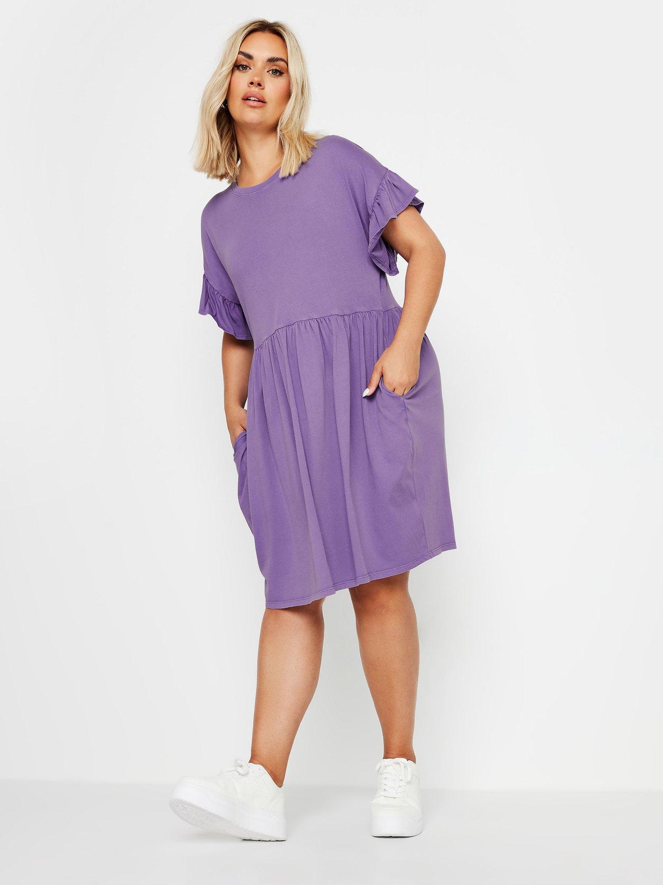 yours-curve-frill-acid-wash-dress-purpleback