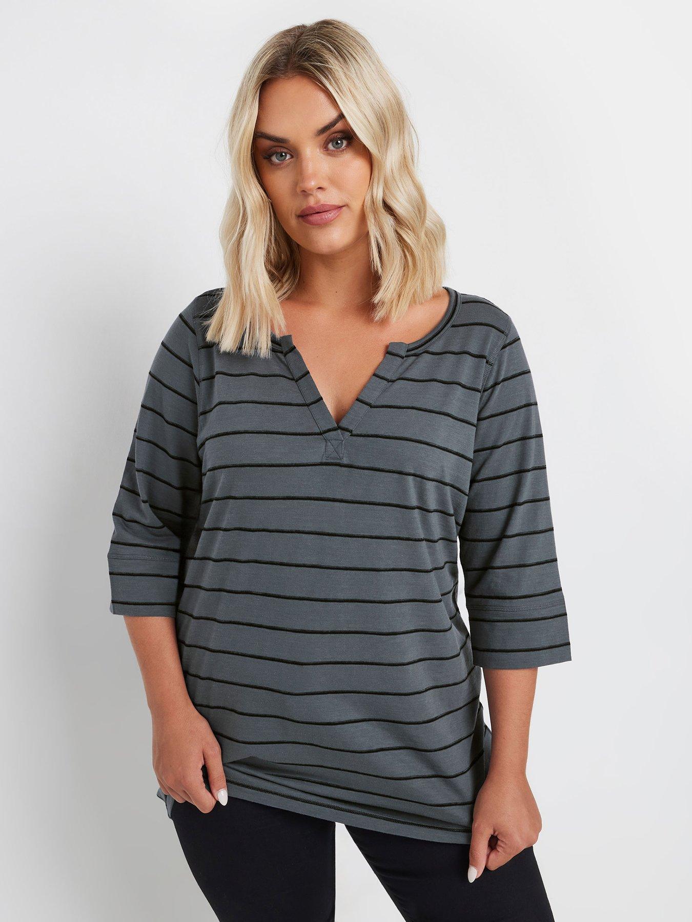 yours-curve-notch-neck-34-sleeve-t-shirtfront