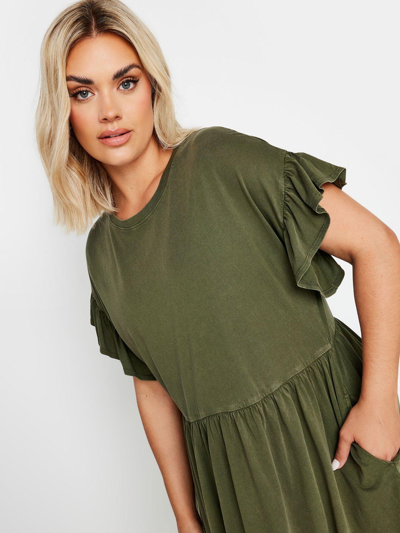 yours-curve-frill-acid-wash-dress-greenoutfit