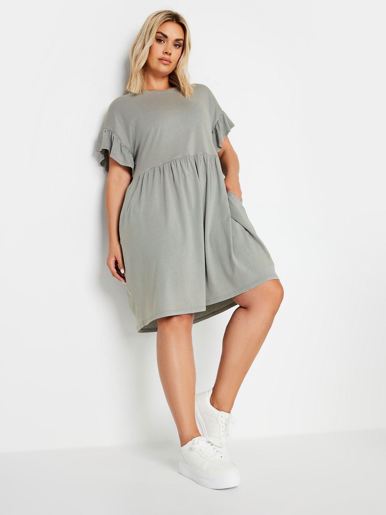 undefined Curve Frill Acid Wash Dress