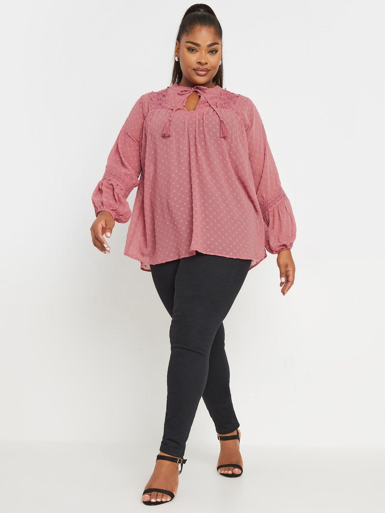 yours-curve-dobby-slub-lace-blouse-pinkback