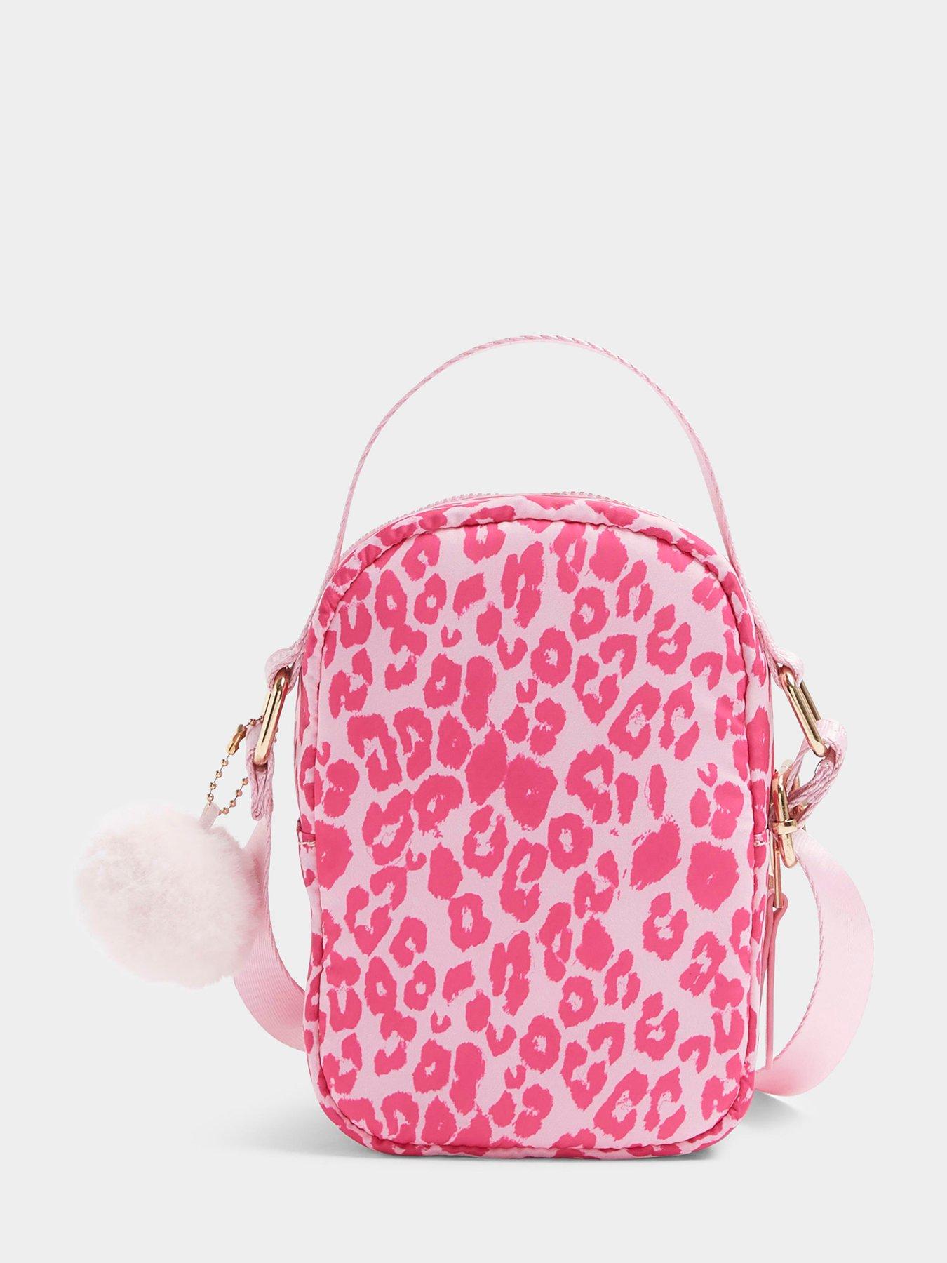 Older Girl Leopard Print Cross Body Bag Pink