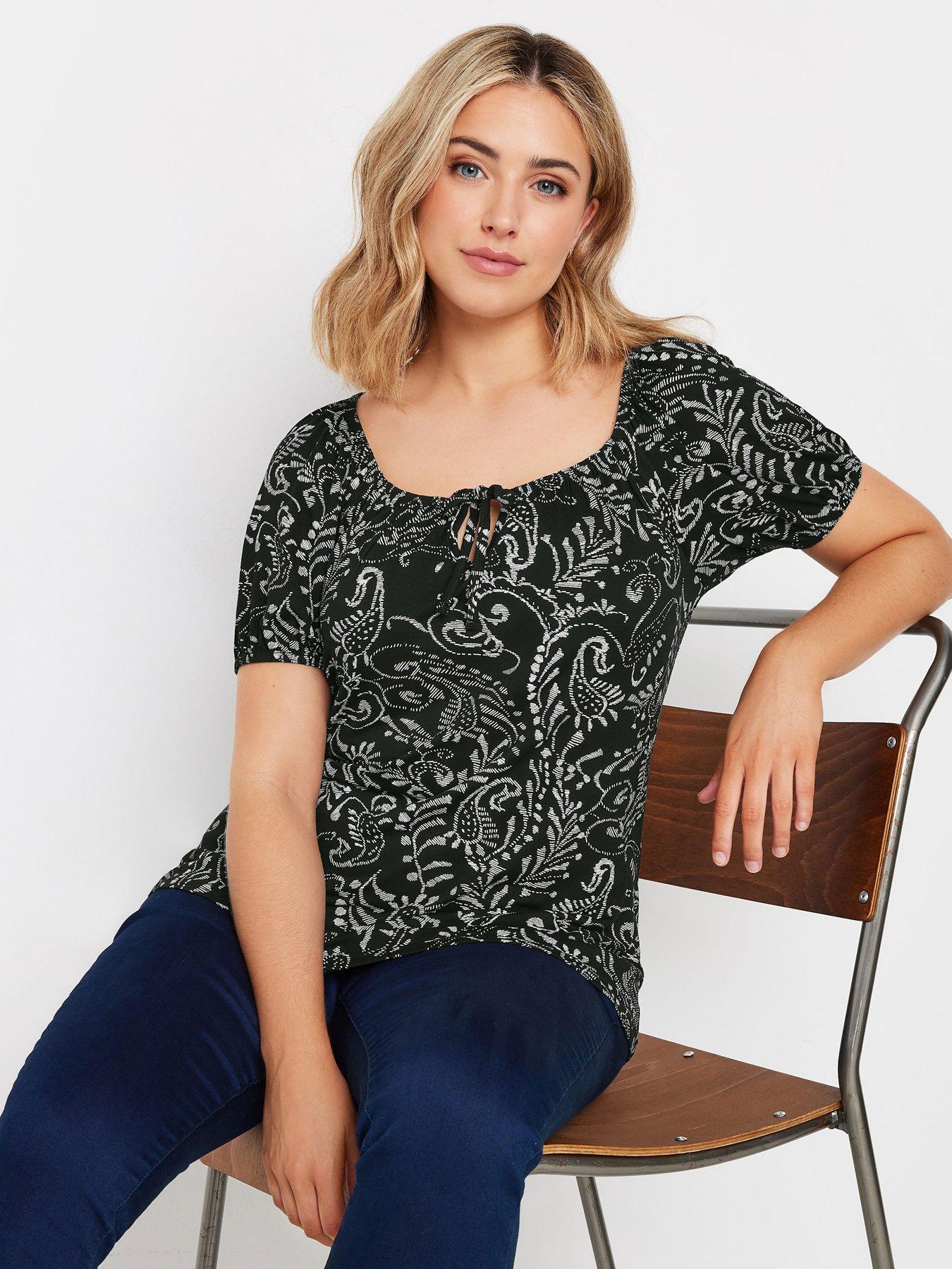 mco-short-sleeve-printed-gypsy-top-multi-blackfront