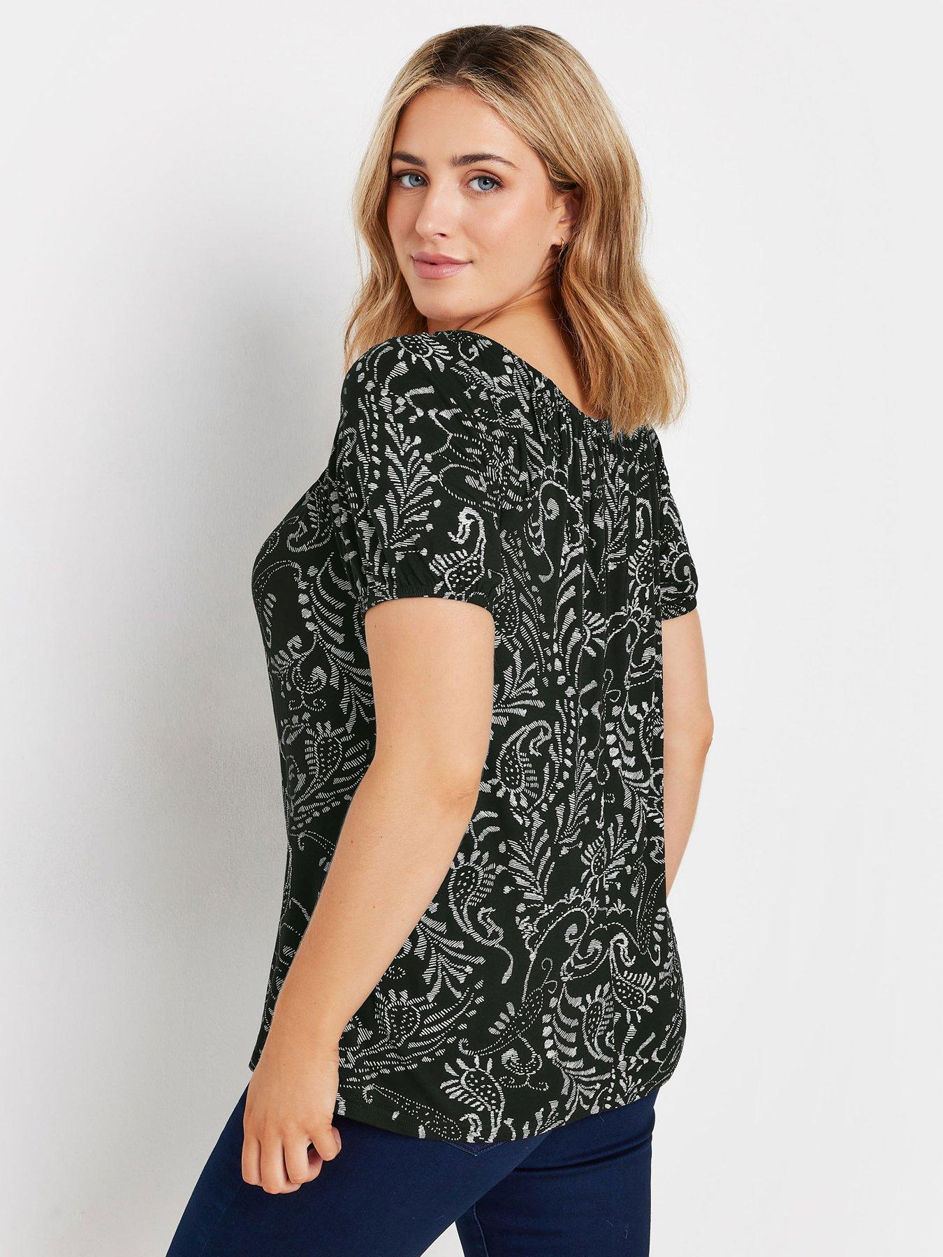 mco-short-sleeve-printed-gypsy-top-multi-blackstillFront