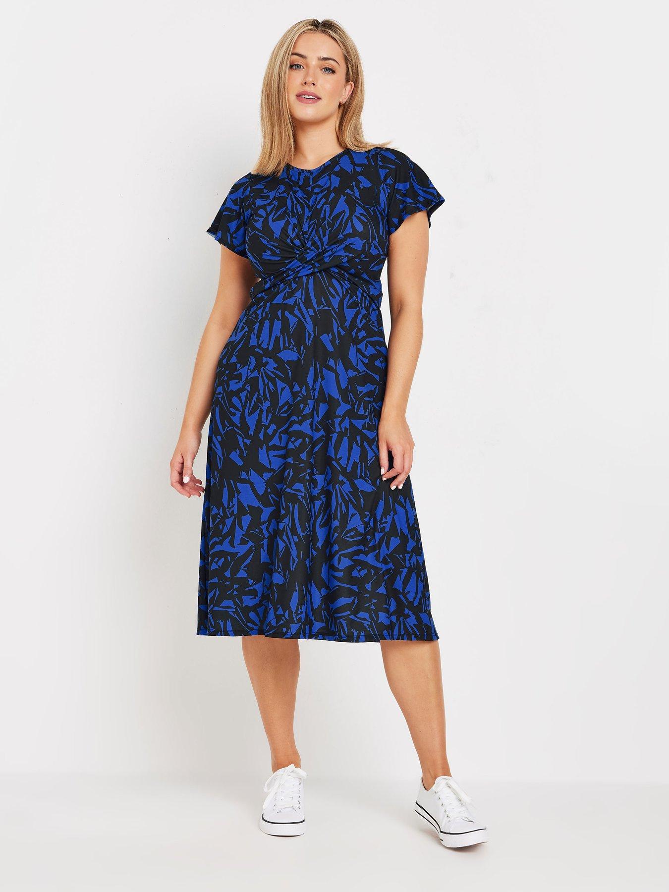 mco-short-sleeve-twist-front-dress-blackbluefront