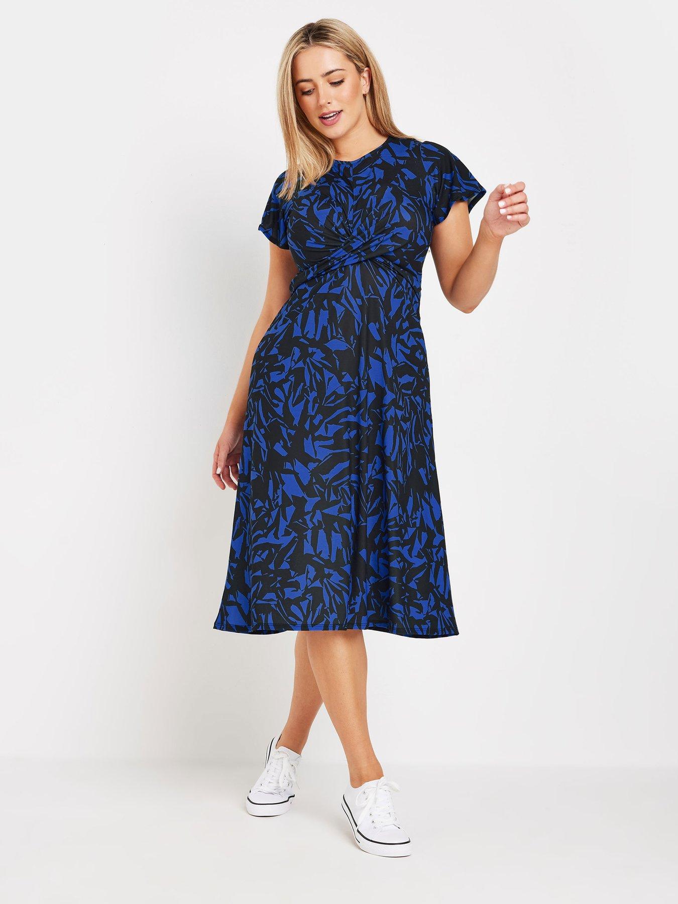 mco-short-sleeve-twist-front-dress-blackblueback