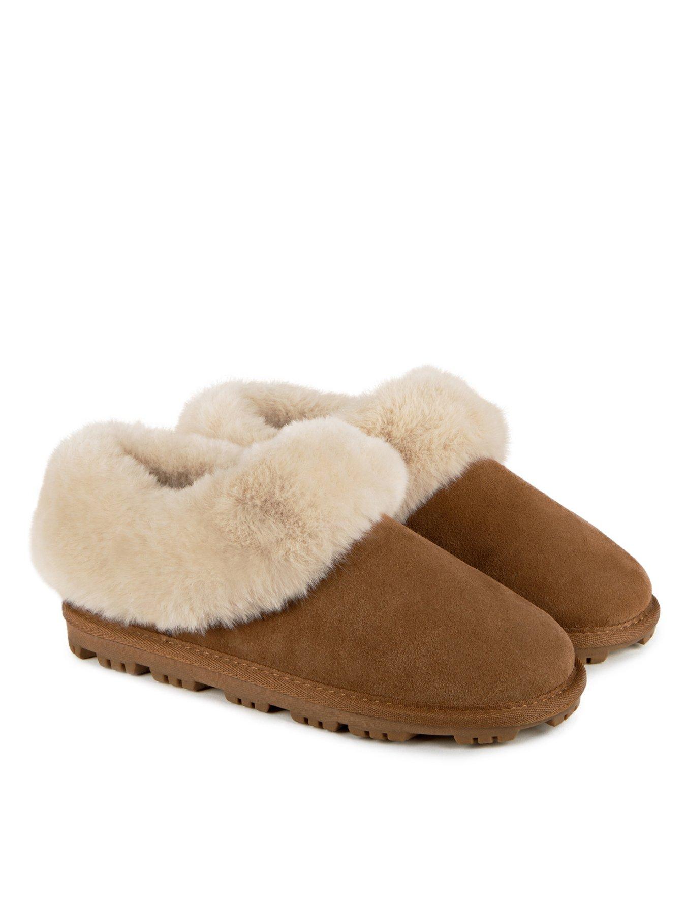 totes-totes-isotoner-real-suede-bootie-wfur-cuff-slippers-tan