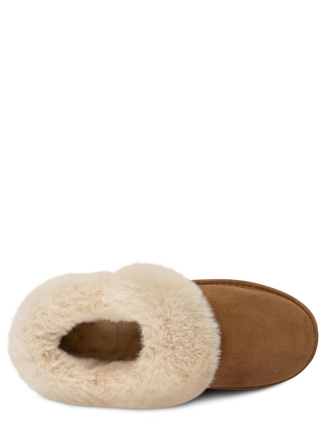 totes-totes-isotoner-real-suede-bootie-wfur-cuff-slippers-tanoutfit