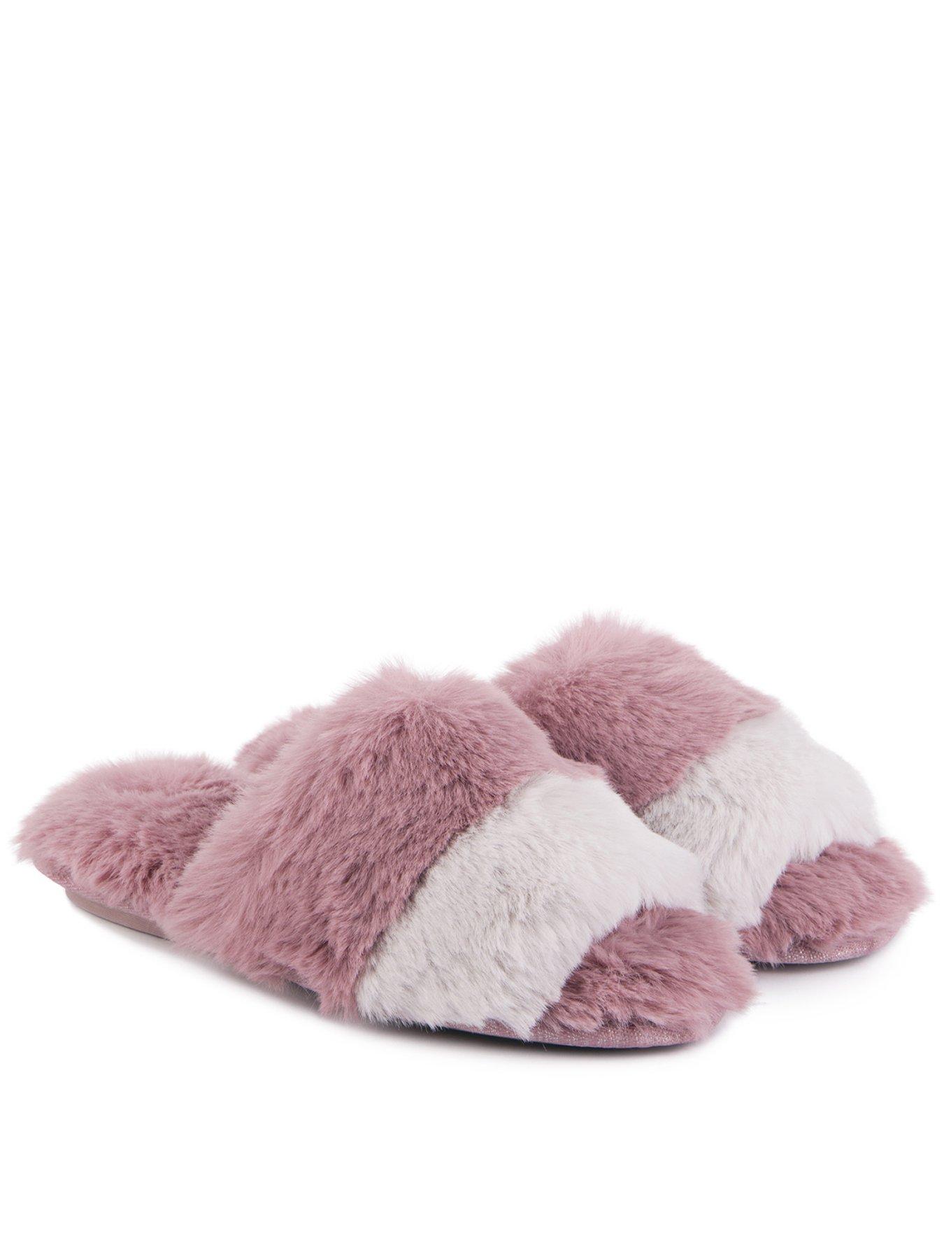 totes-totes-faux-fur-slider-slippers-pink