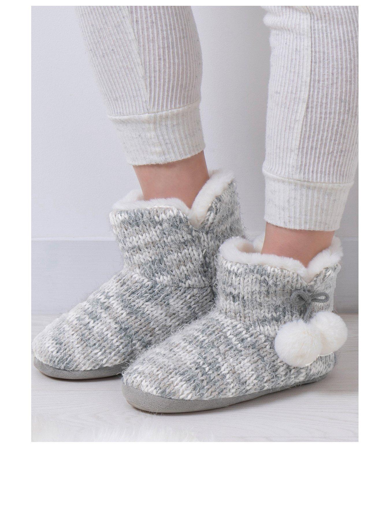 totes-totes-space-dye-knitted-boot-slippers-greystillFront