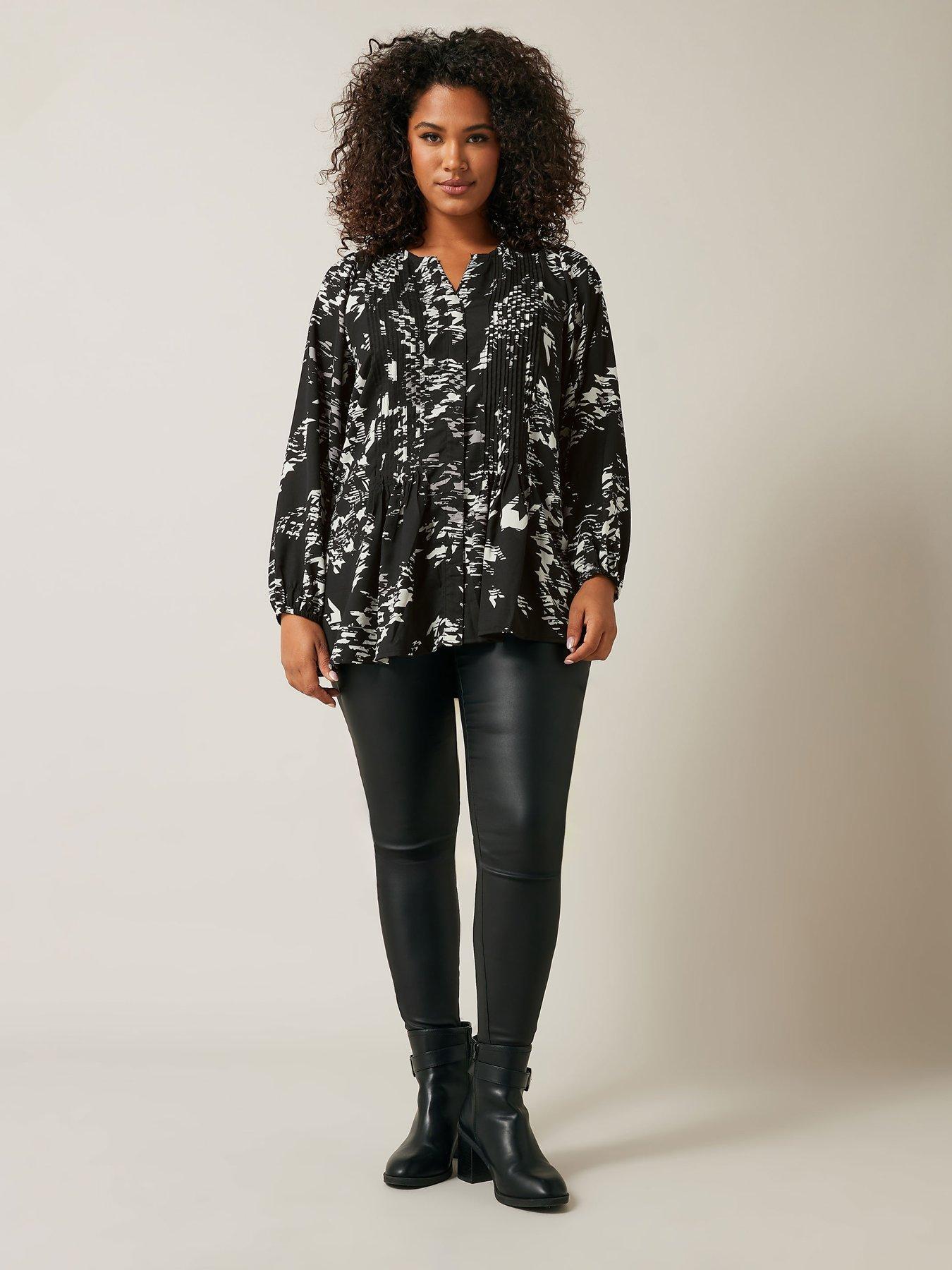 evans-pintuck-button-thru-blouse-blackback