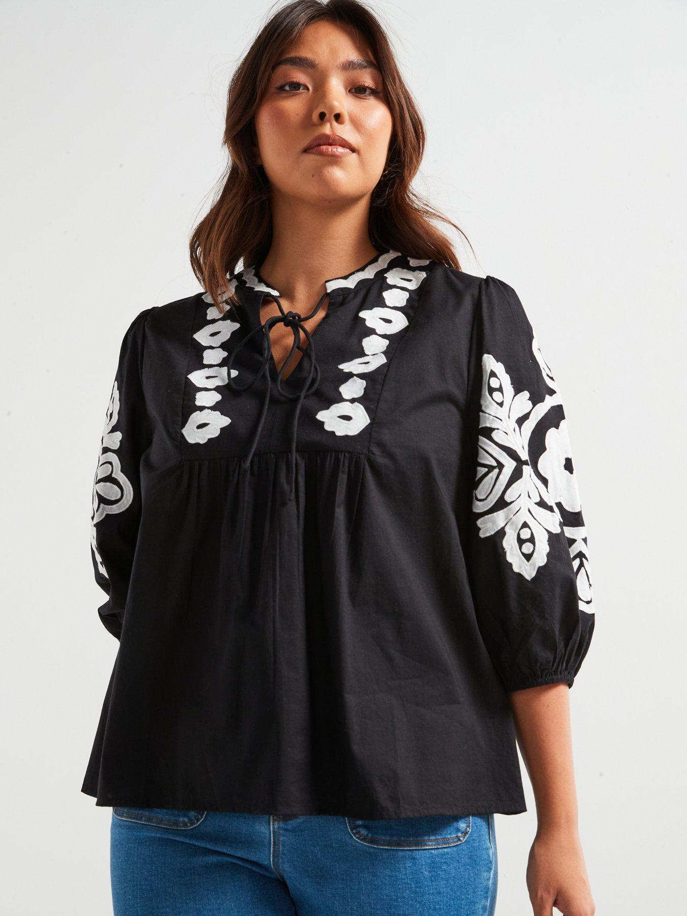 v-by-very-curve-mono-applique-blouse